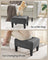 Ottoman Footstool - Linen-Look Fabric - Slate Grey and Ink Black - Thick Cushion