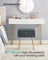Vanity Stool - Wood - Slate Grey - Storage with Adjustable Feet