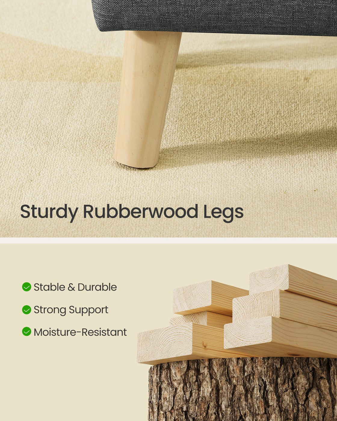 Storage Ottoman - 30L - Linen-Look Fabric - Padded Seat