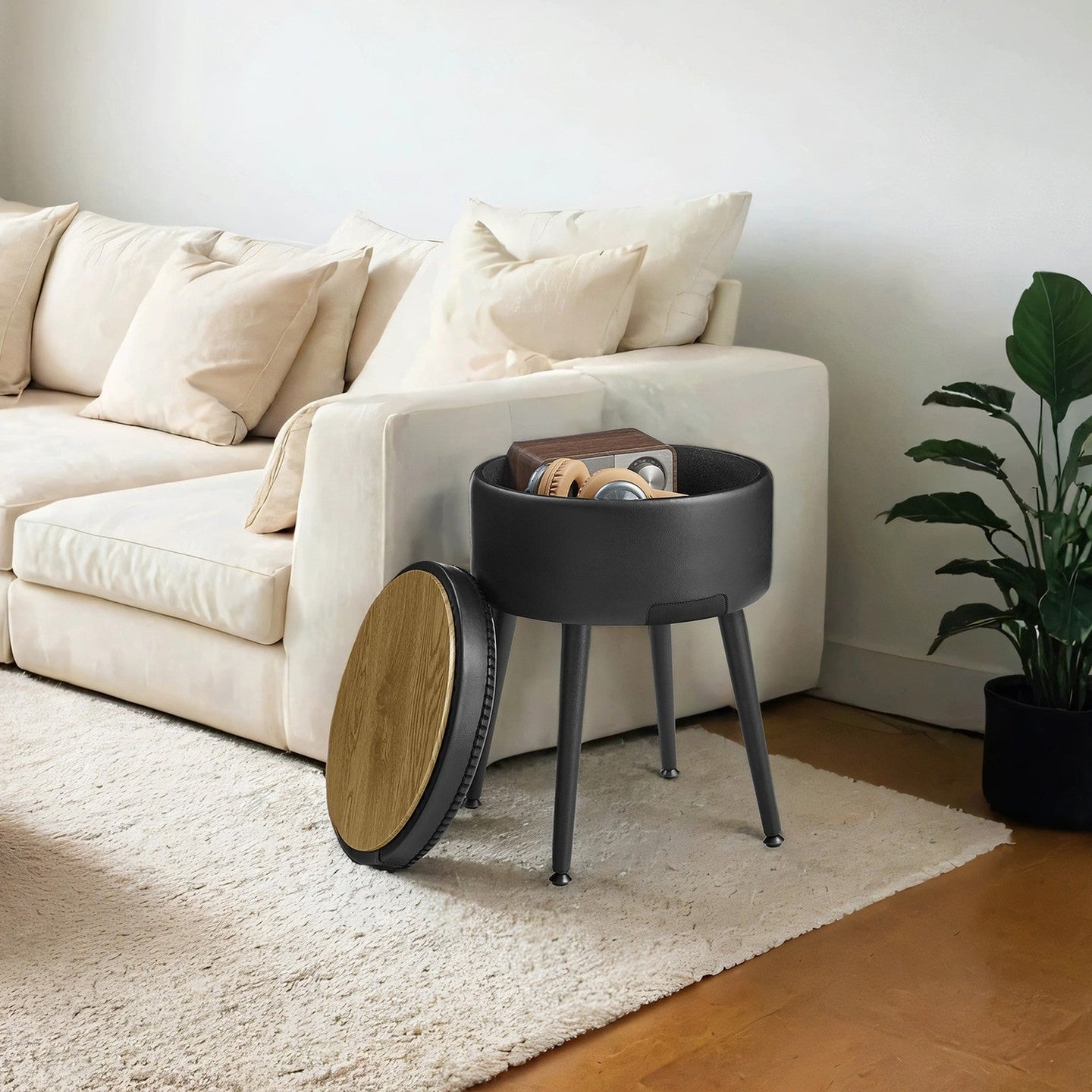 Dressing Table Stool - Synthetic Leather - Round