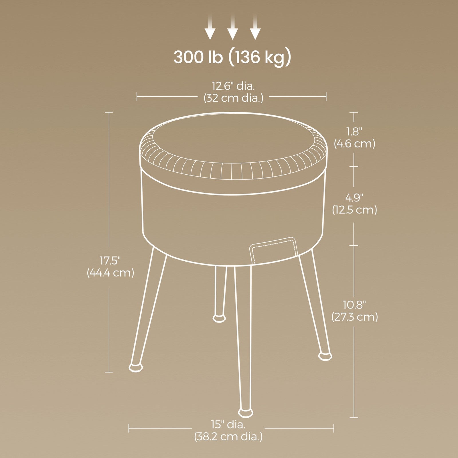 Dressing Table Stool - Synthetic Leather - Round