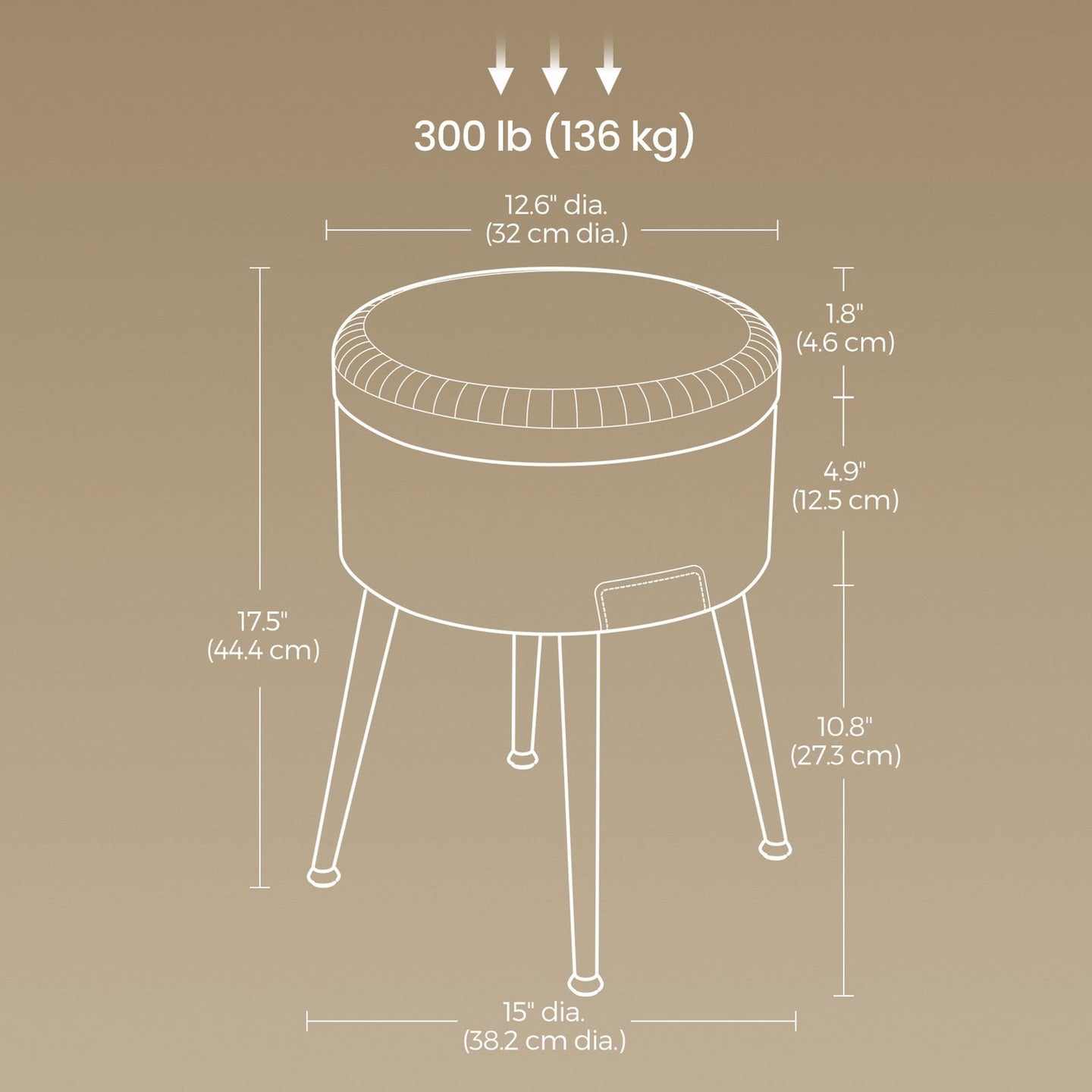 Dressing Table Stool - Synthetic Leather - Round