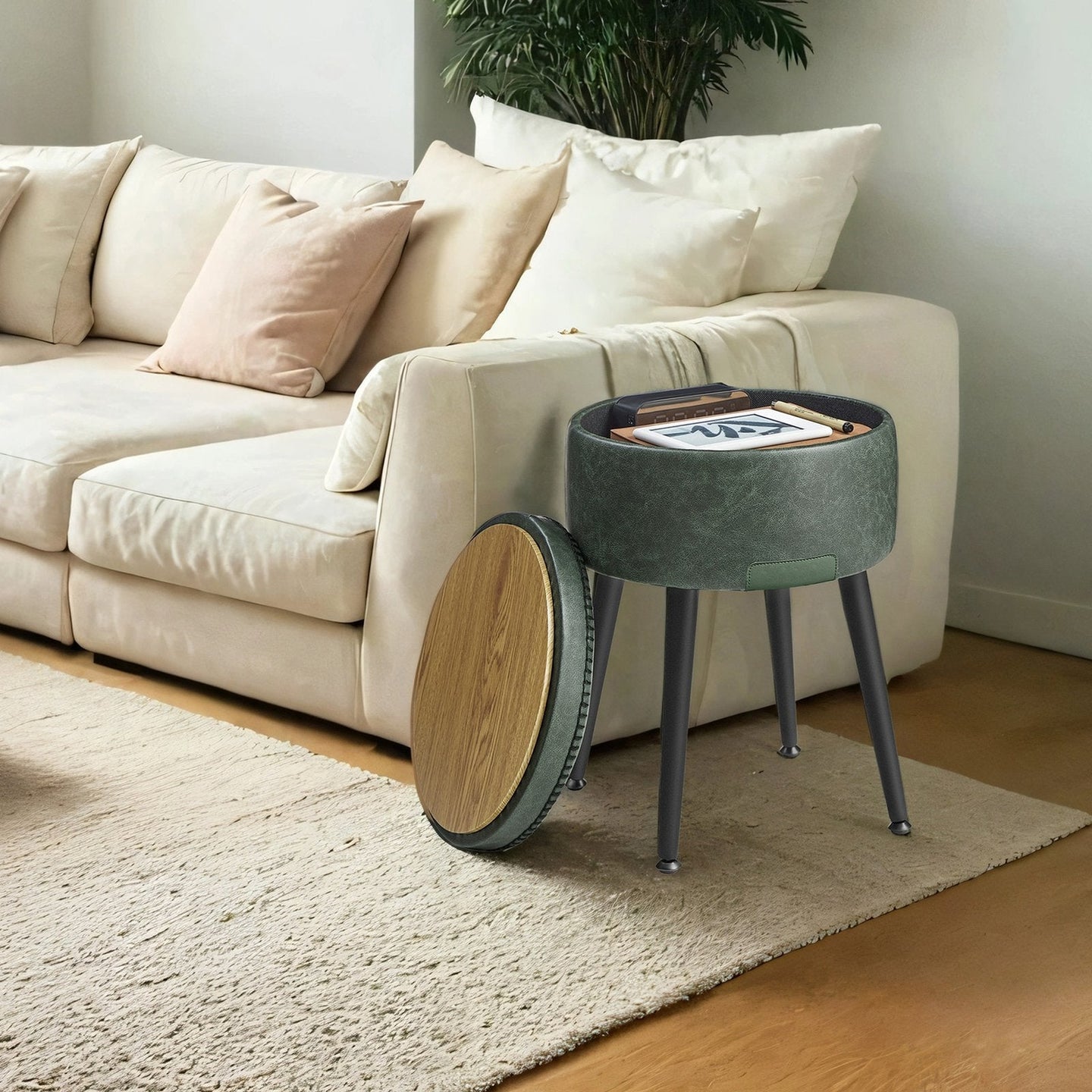 Dressing Table Stool - Synthetic Leather - Round