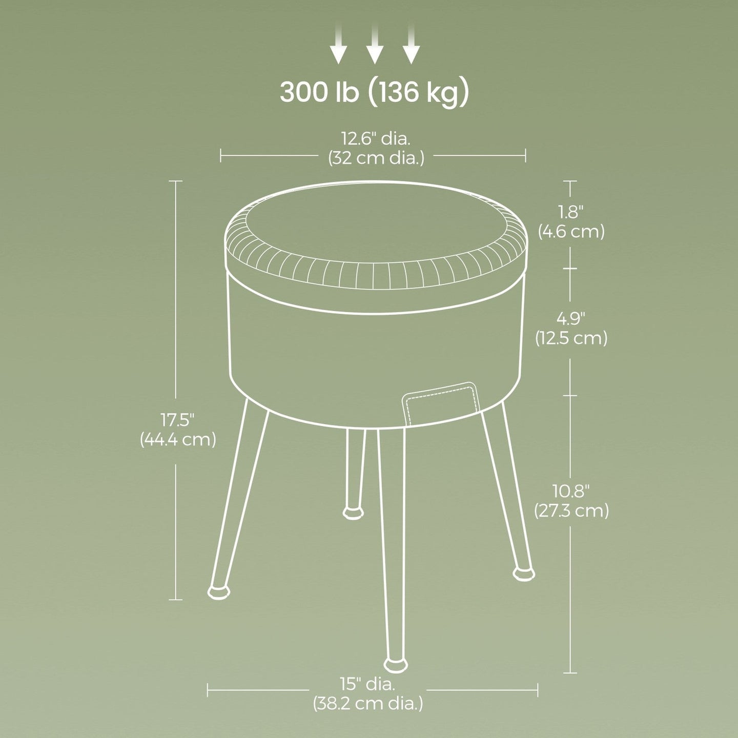 Dressing Table Stool - Synthetic Leather - Round