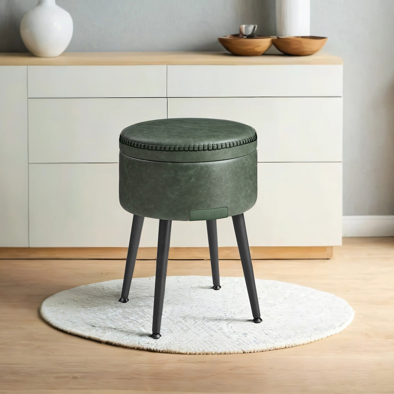 Dressing Table Stool - Synthetic Leather - Round