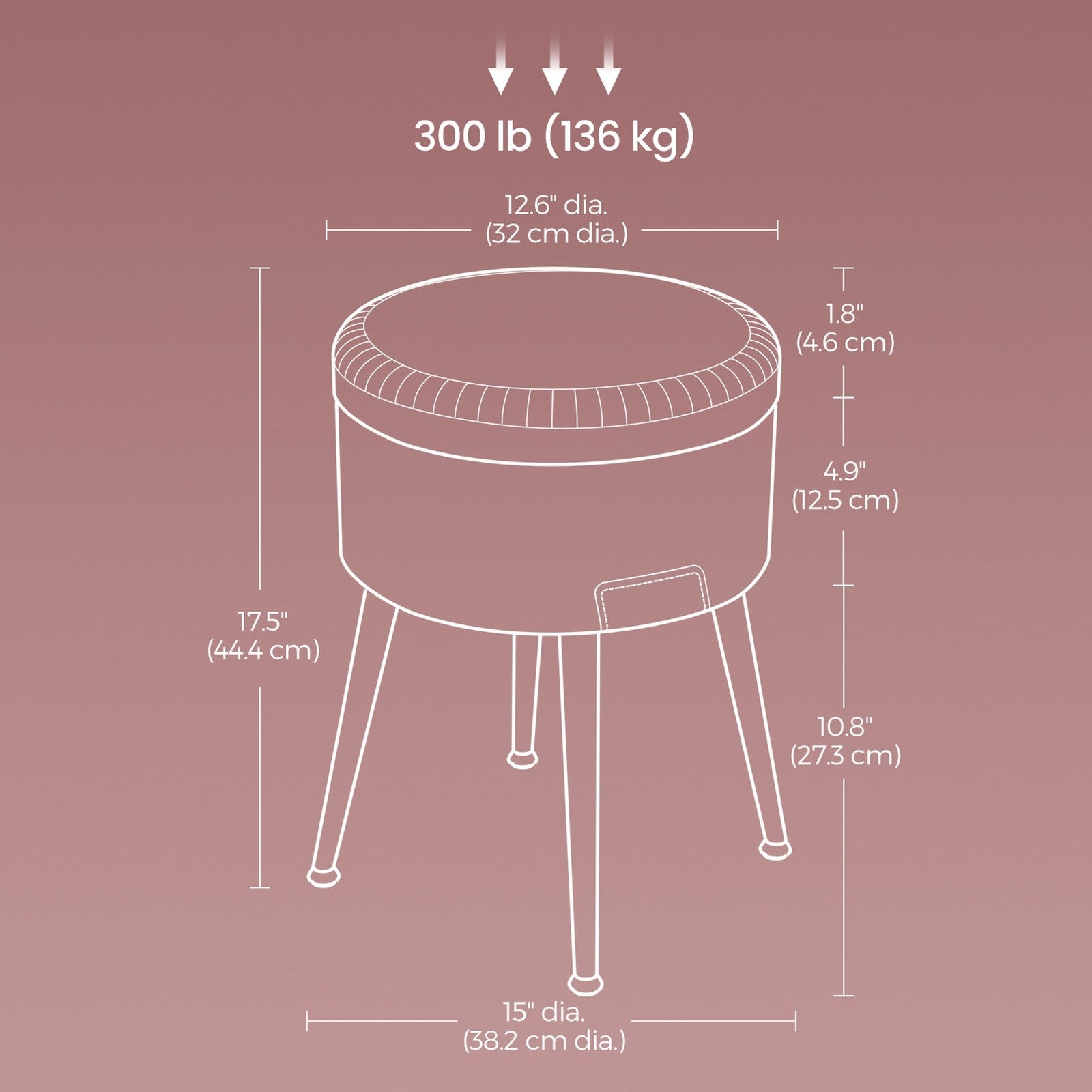 Dressing Table Stool - Synthetic Leather - Round
