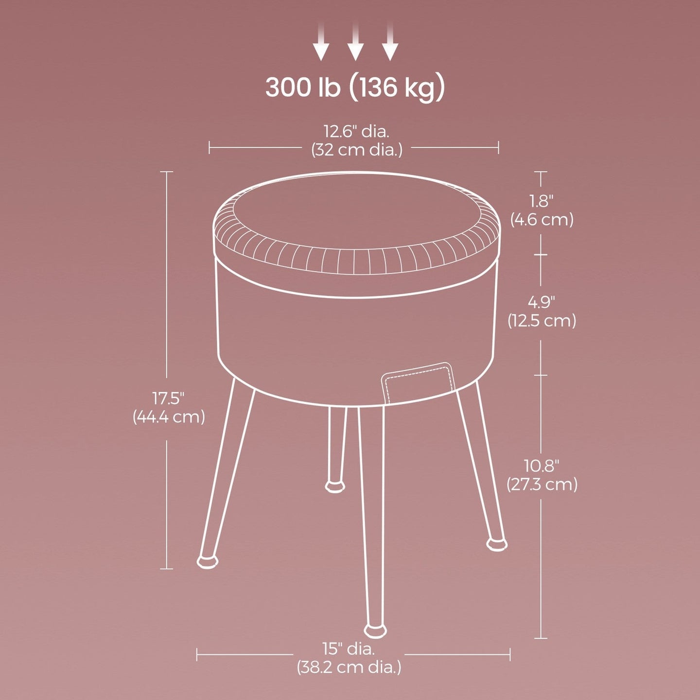 Dressing Table Stool - Synthetic Leather - Round