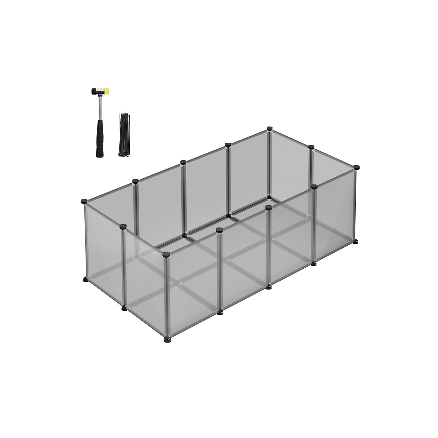 Pet Exercise Playpen - Metal - Grey - 20 Panels with Floor for Small Animals