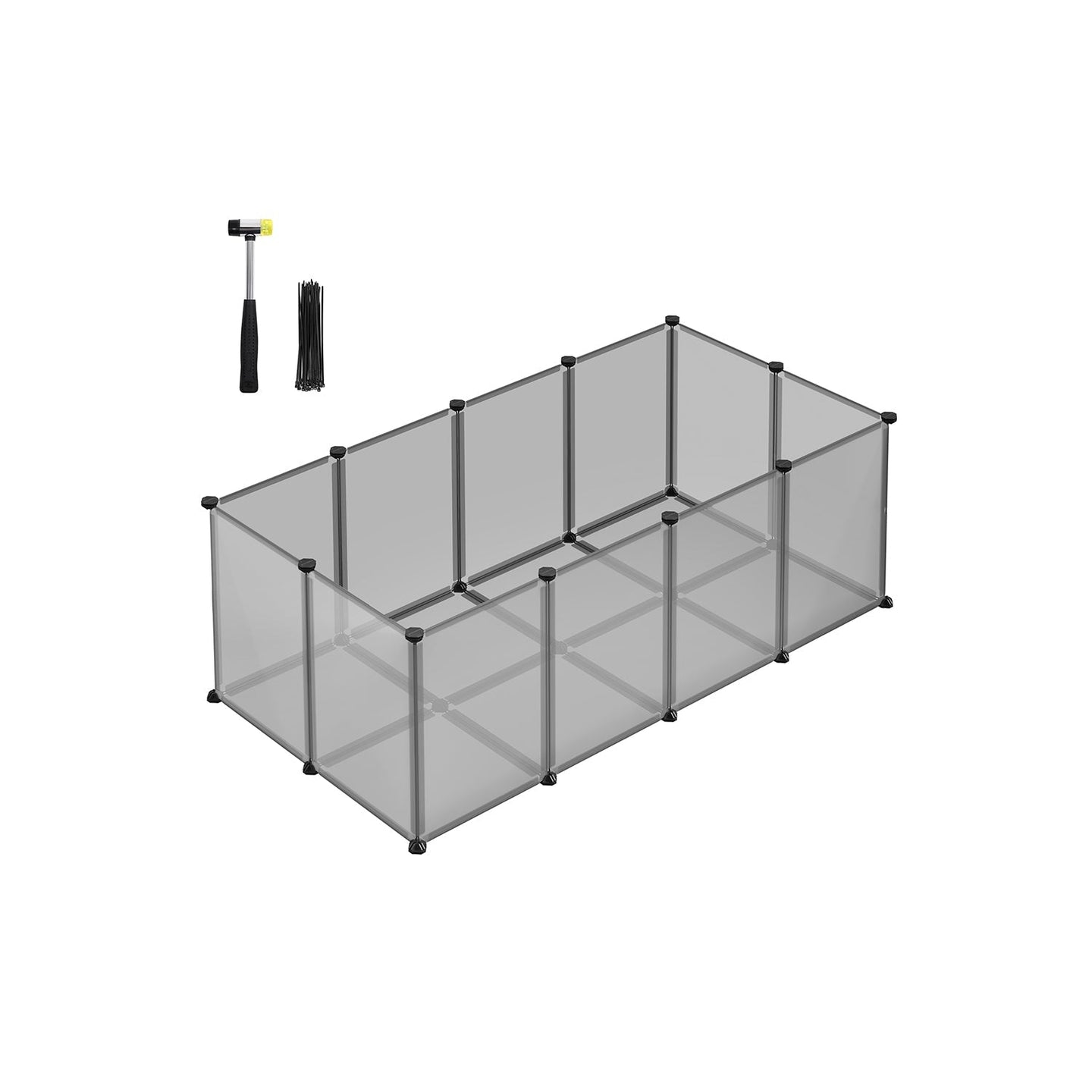 Pet Exercise Playpen - Metal - Grey - 20 Panels with Floor for Small Animals