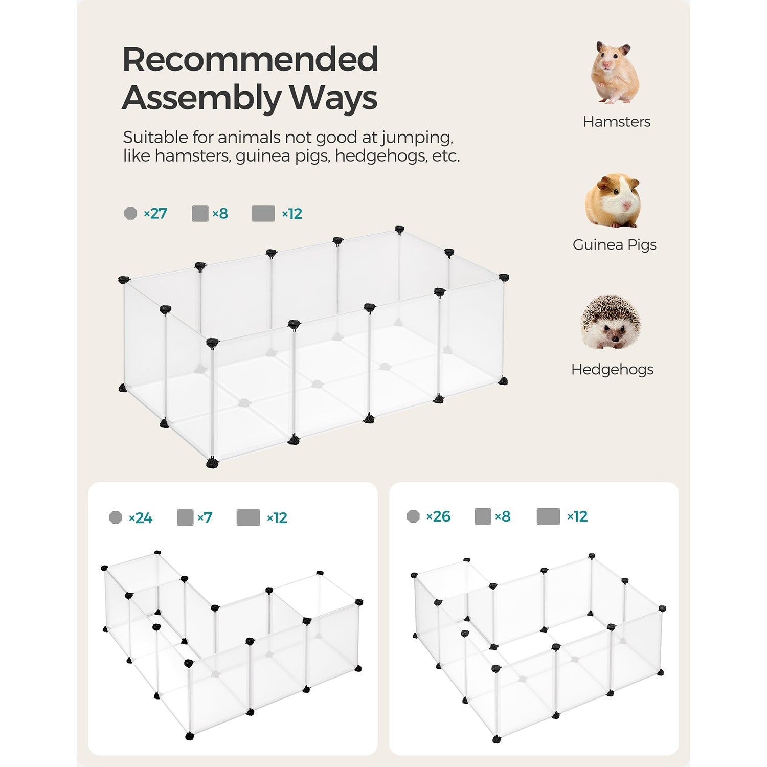 Pet Playpen - Metal - White - Adjustable DIY Enclosure with Floor