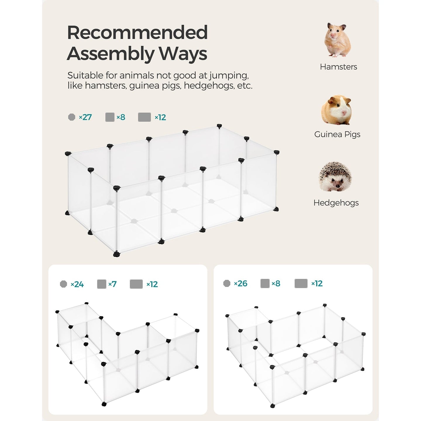 Pet Playpen - Metal - White - Adjustable DIY Enclosure with Floor