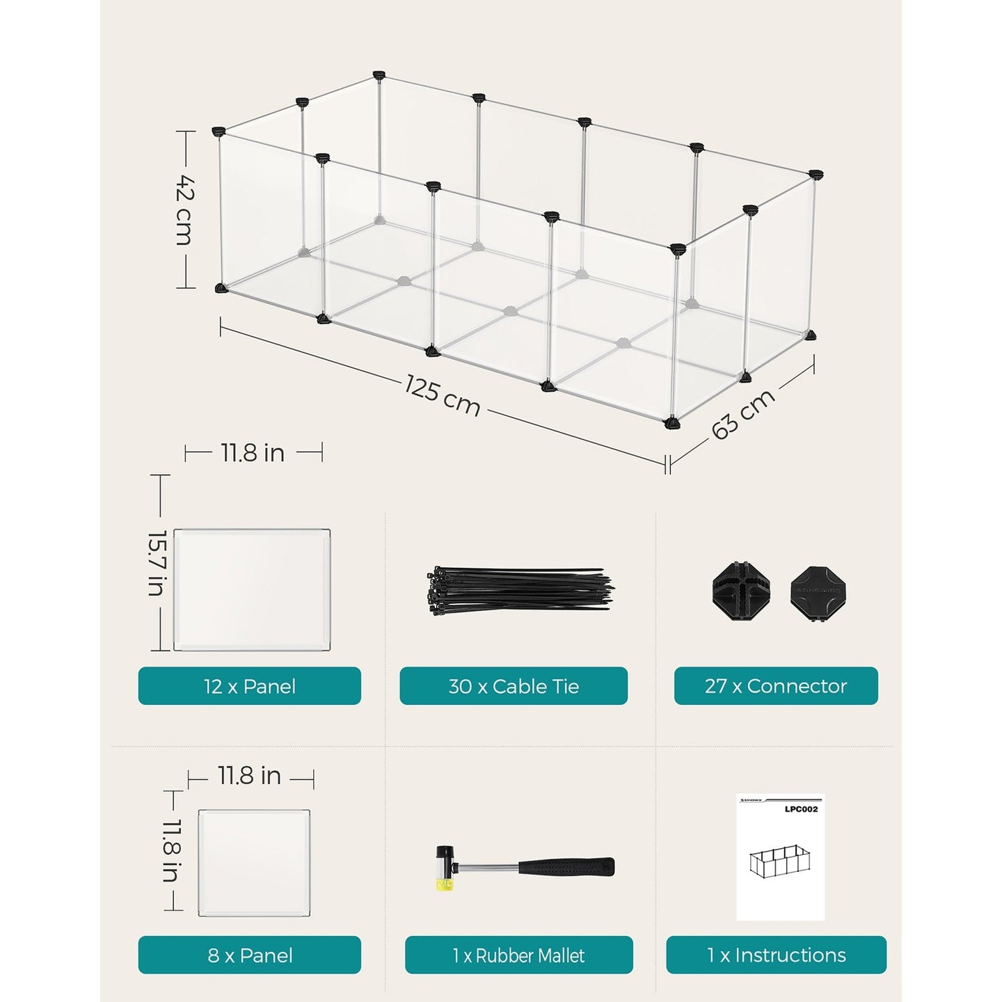 Pet Playpen - Metal - White - Adjustable DIY Enclosure with Floor