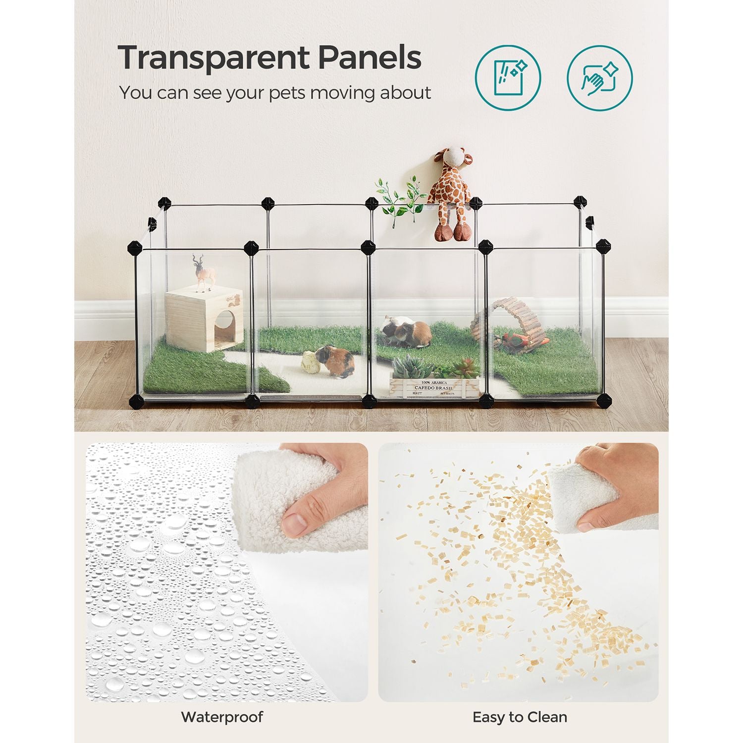Pet Playpen - Metal - White - Adjustable DIY Enclosure with Floor