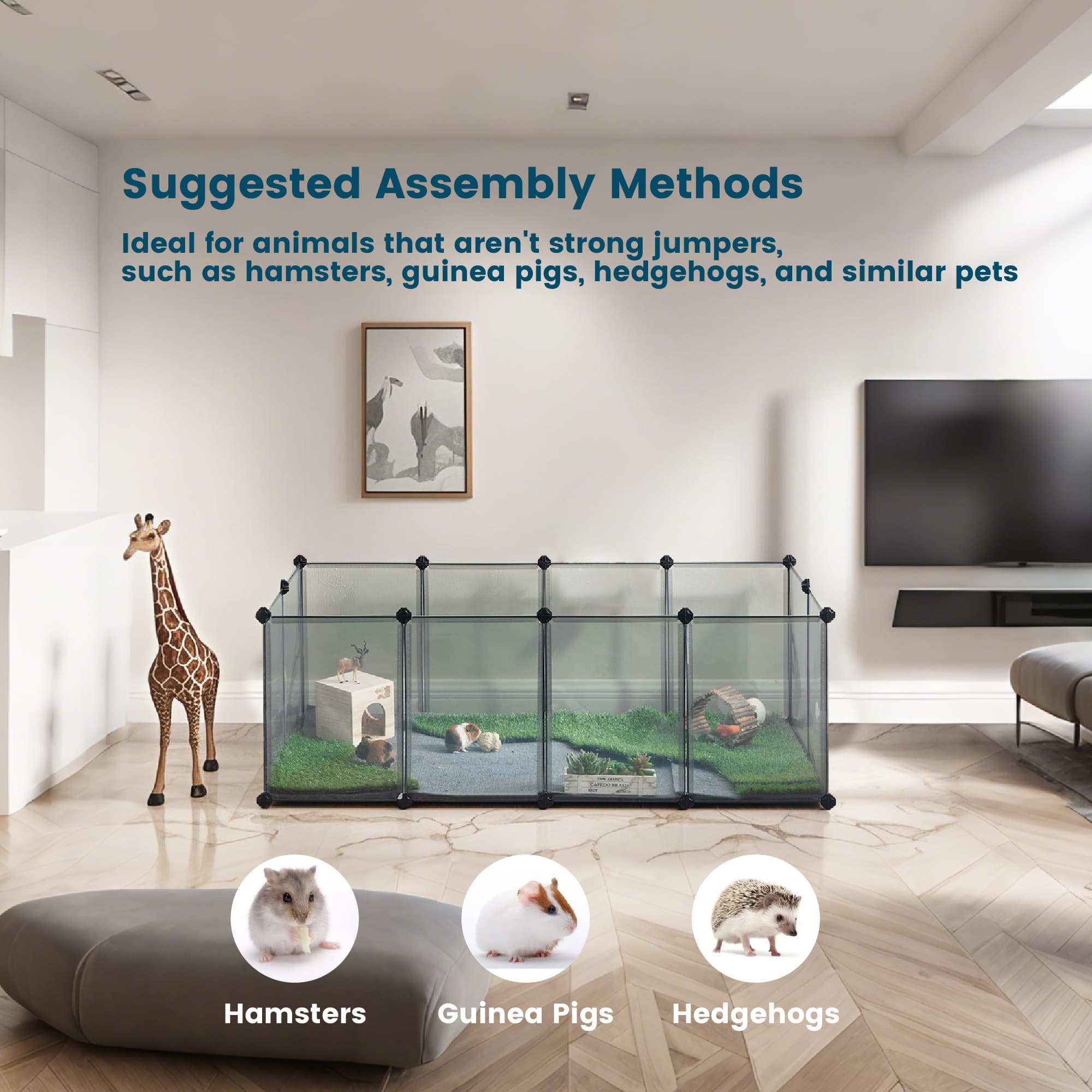 Small Animal Playpen - Plastic - Grey - DIY Design with Floor