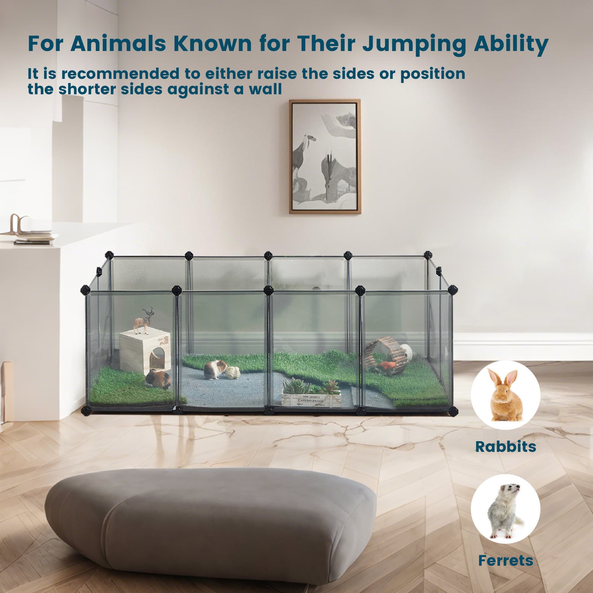 Small Animal Playpen - Plastic - Grey - DIY Design with Floor