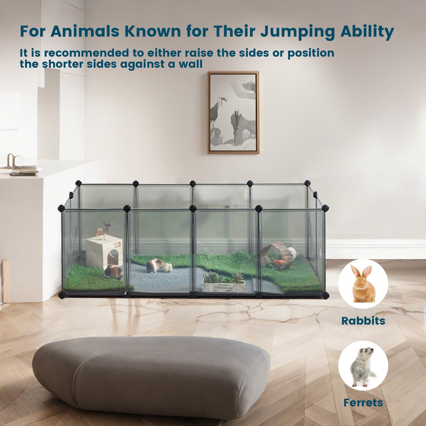 Small Animal Playpen - Plastic - Grey - DIY Design with Floor