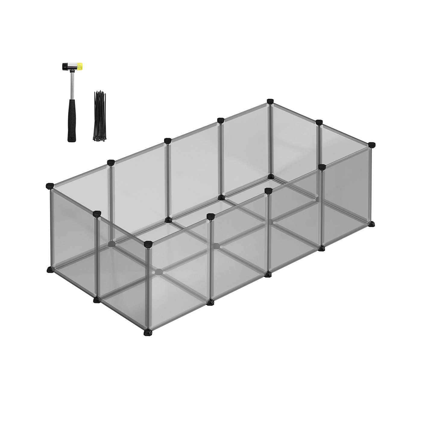 Pet Exercise Playpen - Metal - Grey - 20 Panels with Floor for Small Animals