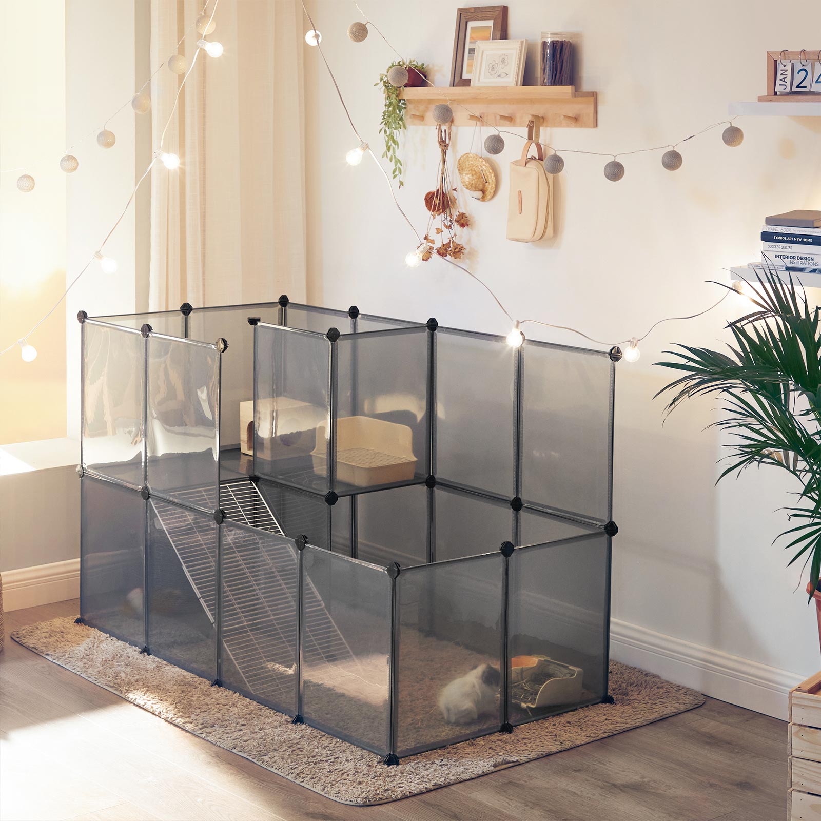 Plastic Modular Pet Playpen - Grey - DIY Design for Small Animals