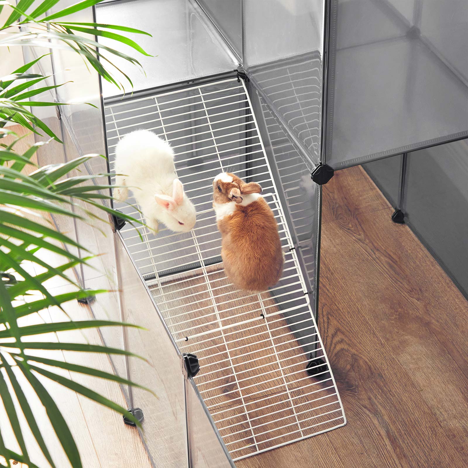 Plastic Modular Pet Playpen - Grey - DIY Design for Small Animals