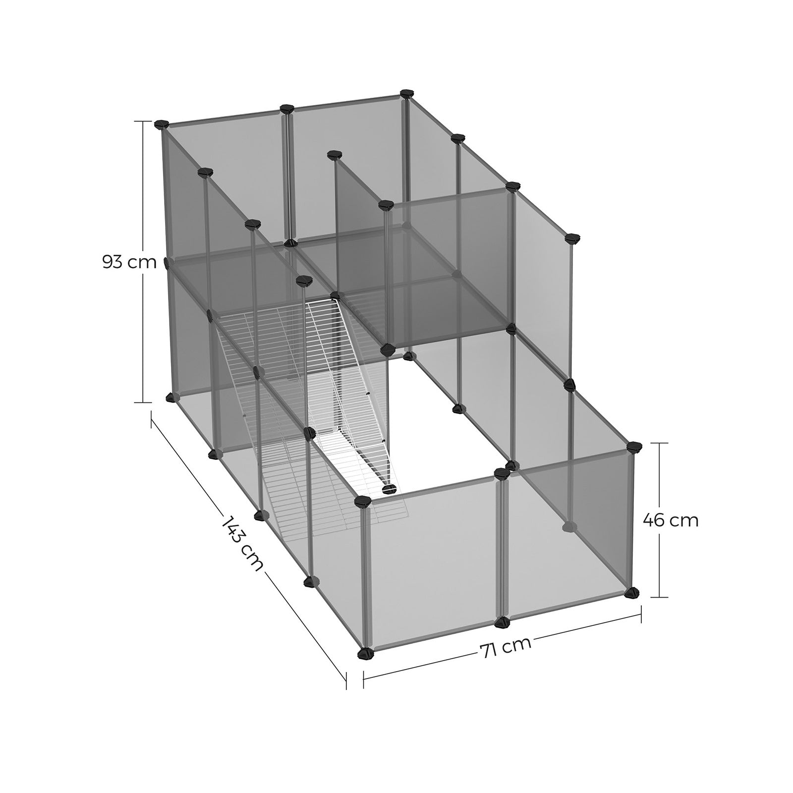 Plastic Modular Pet Playpen - Grey - DIY Design for Small Animals