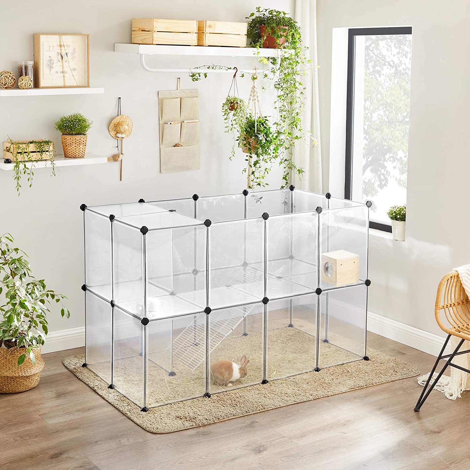 Pet Playpen - Clear Plastic - Grey - DIY Design for Small Animals