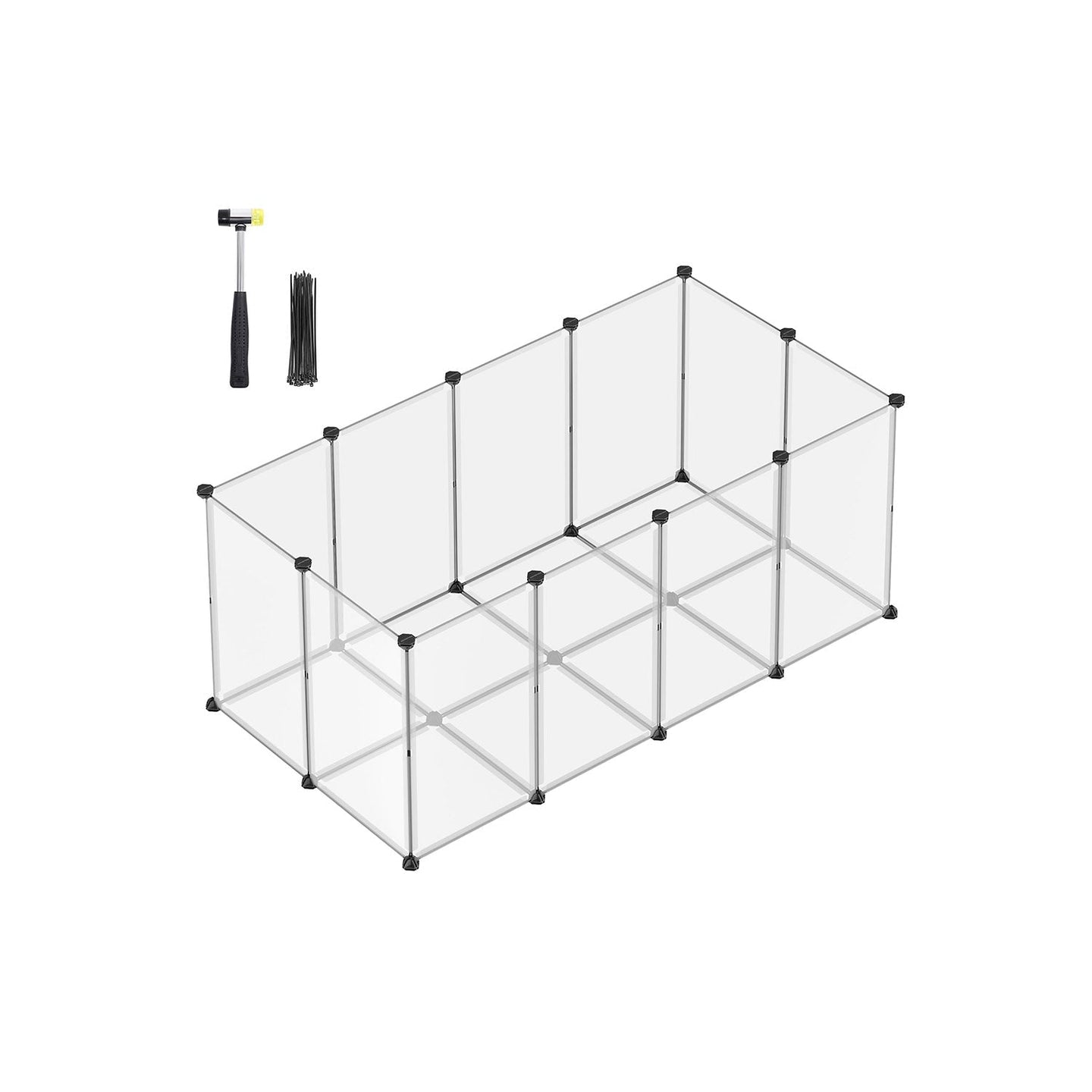 Pet Playpen - Metal - White - Adjustable DIY Enclosure with Floor
