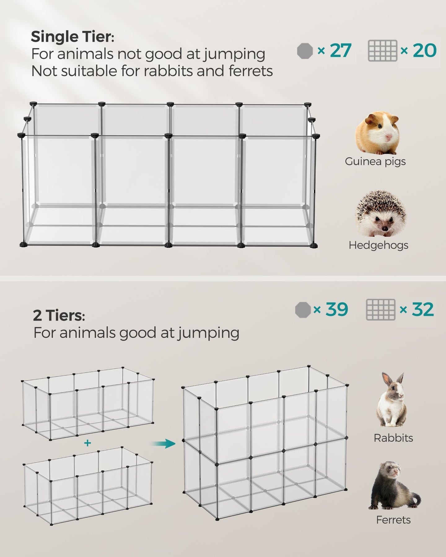 Pet Playpen - Metal - White - Adjustable DIY Enclosure with Floor