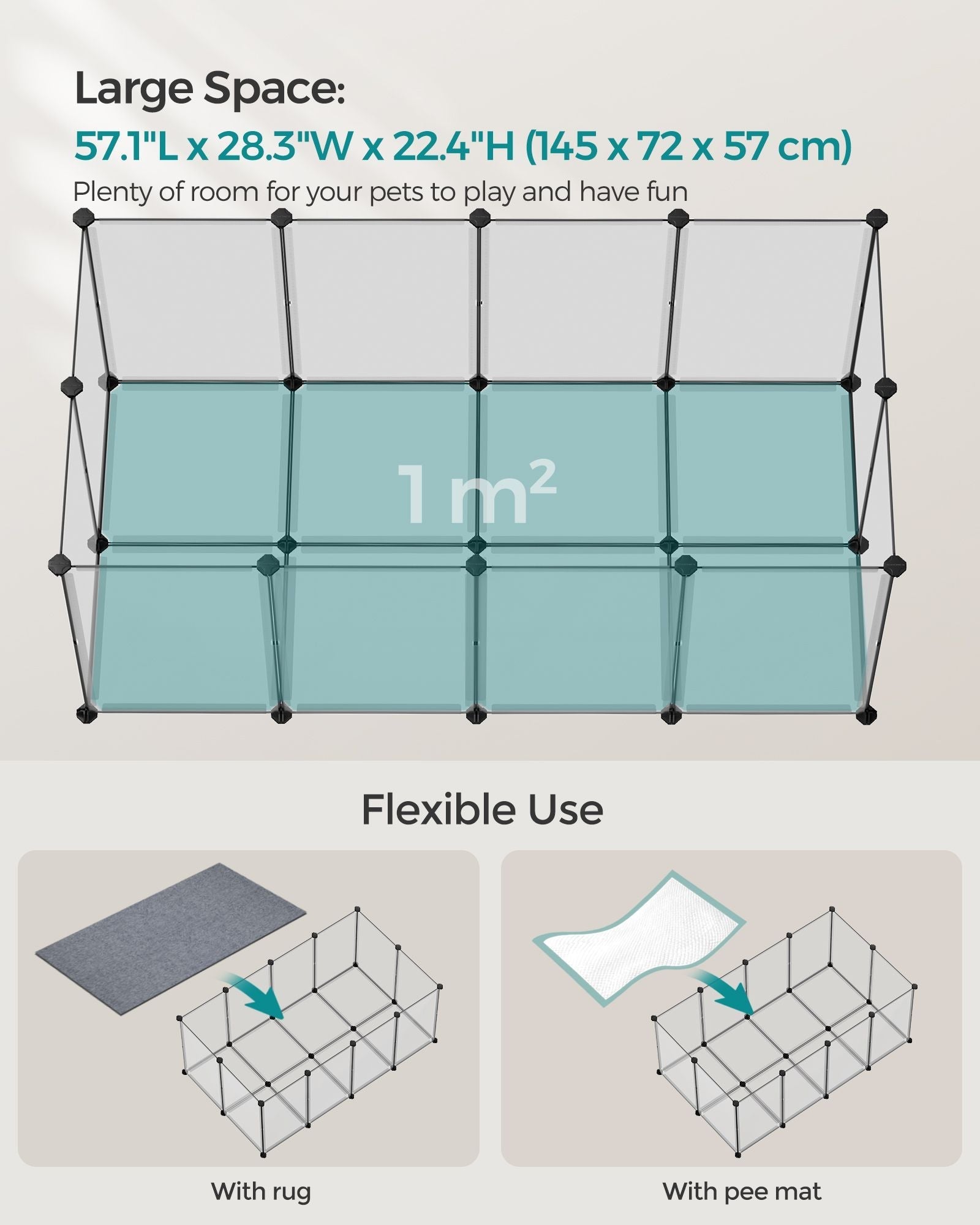 Pet Playpen - Metal - White - Adjustable DIY Enclosure with Floor