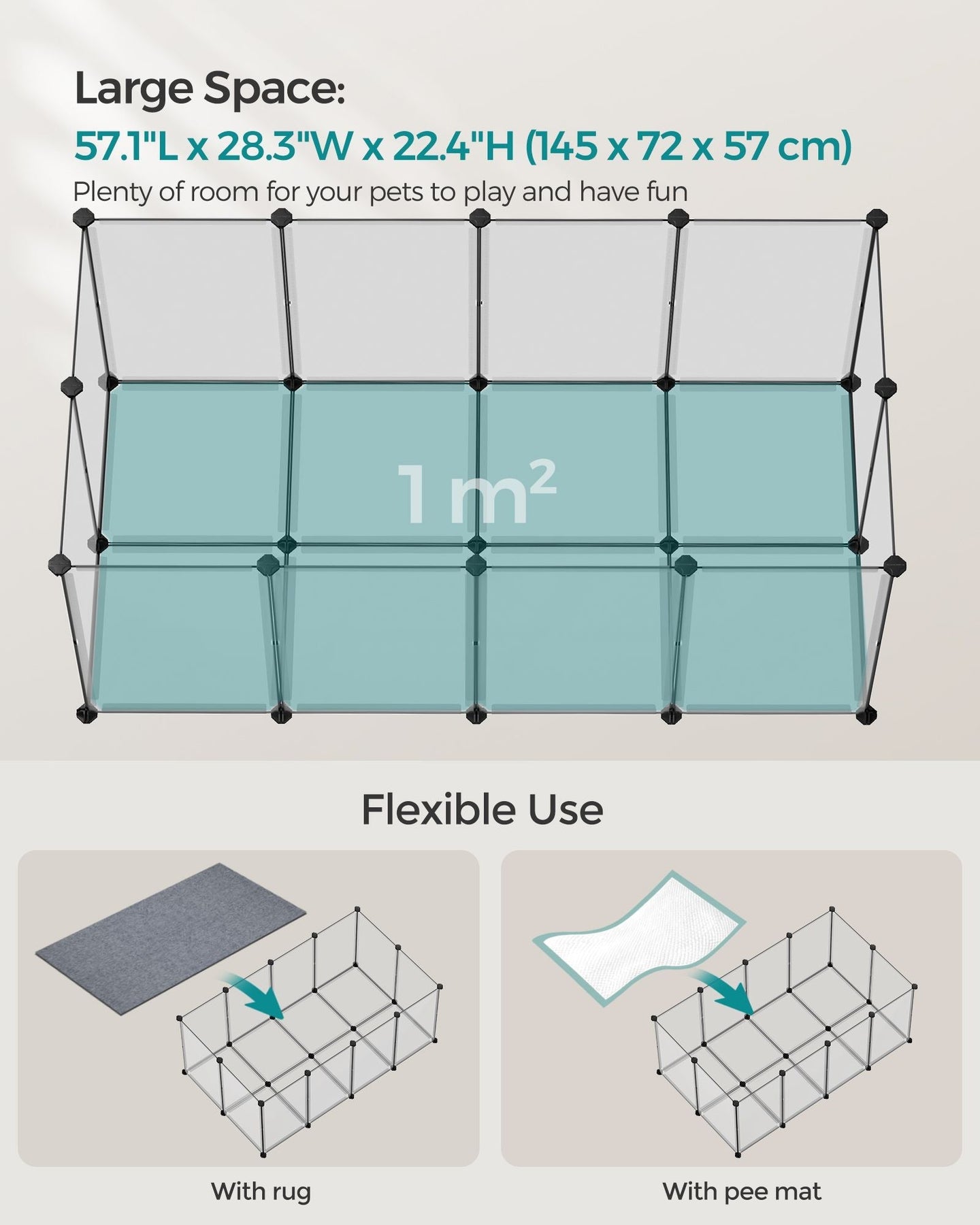Pet Playpen - Metal - White - Adjustable DIY Enclosure with Floor