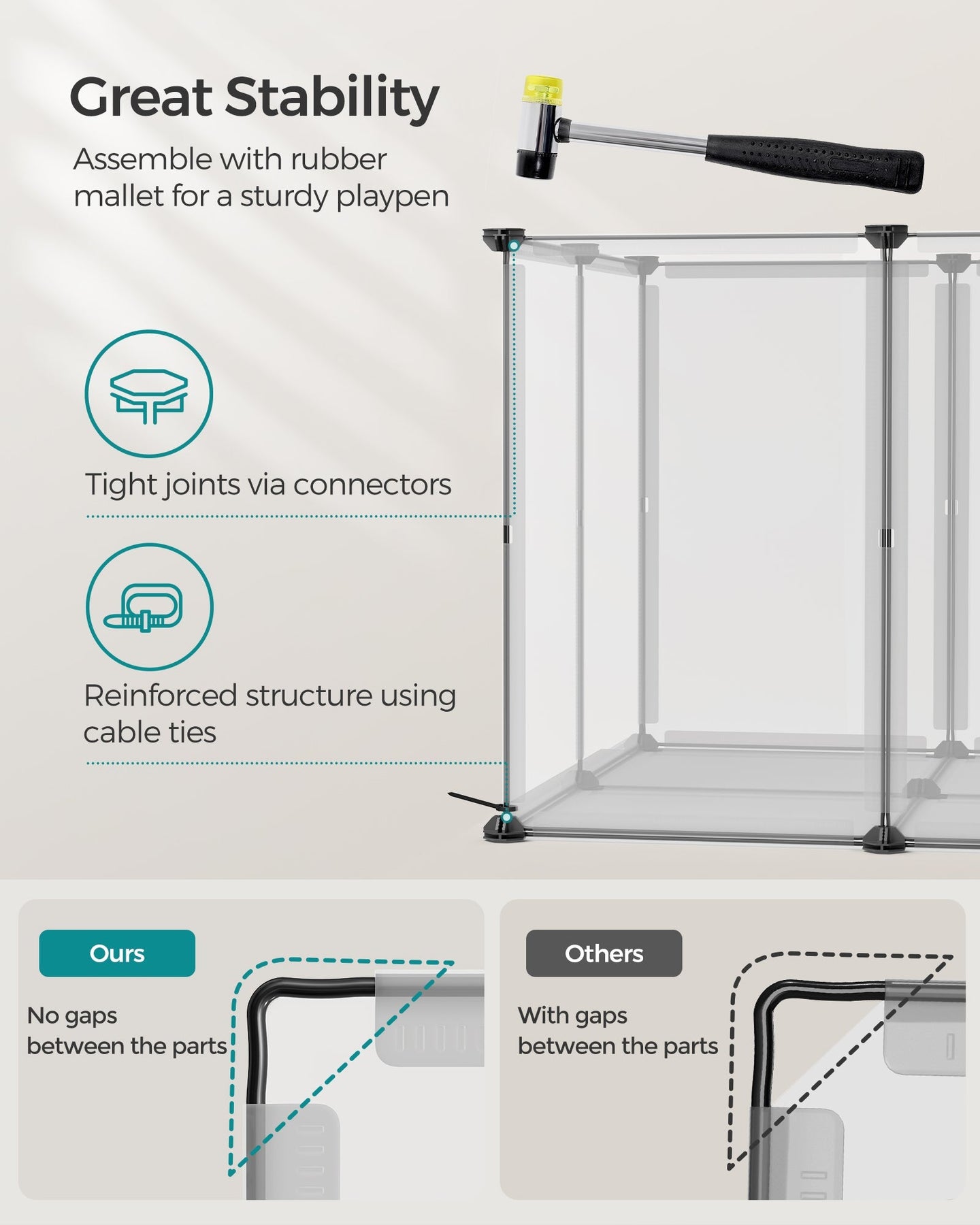 Pet Playpen - Metal - White - Adjustable DIY Enclosure with Floor