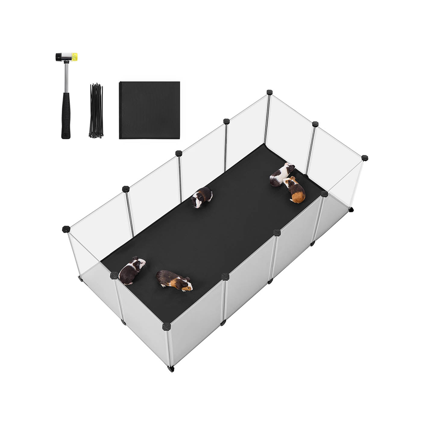 Pet Playpen - Oxford Fabric - White - Removable Floor Mat