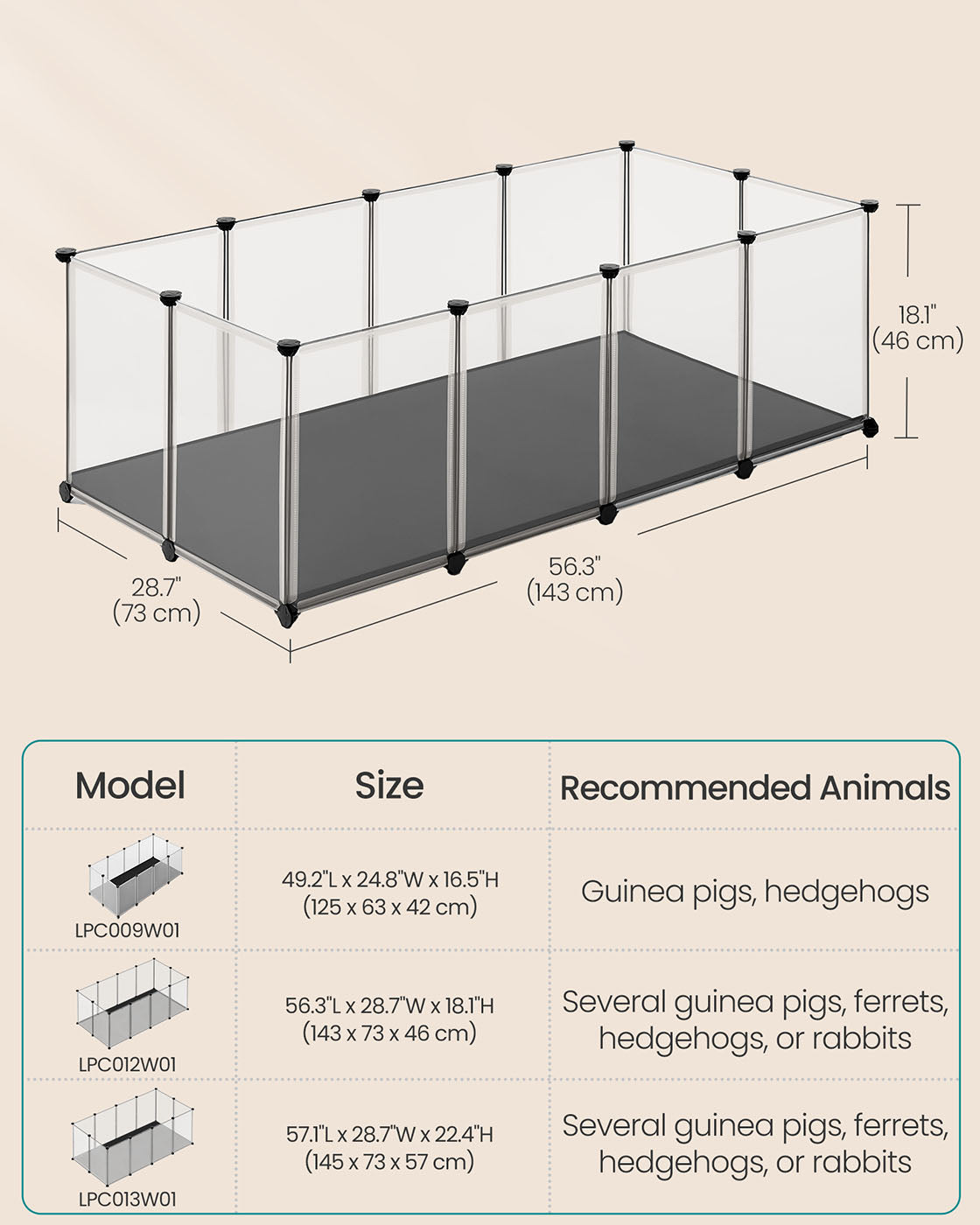 Pet Playpen - Oxford Fabric - White - Removable Floor Mat