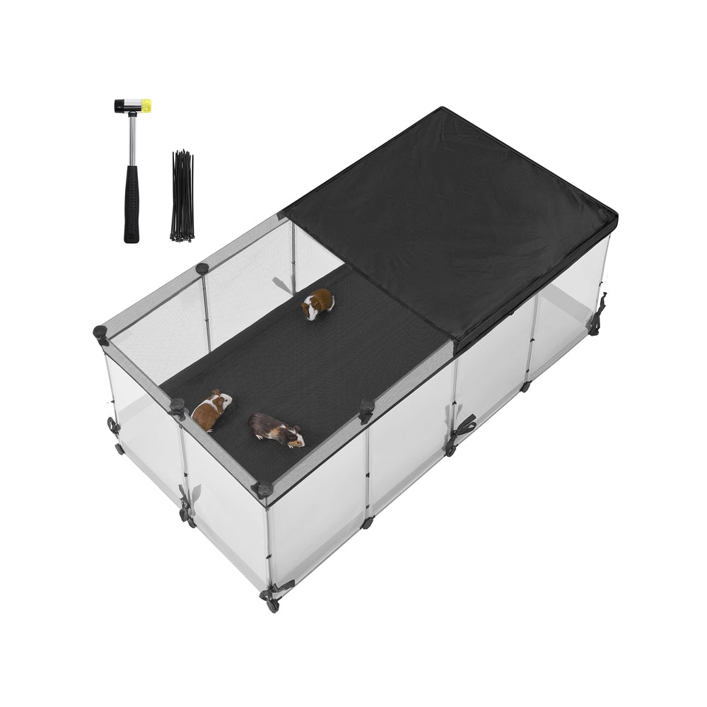Small Animal Playpen - 144L - PP Plastic - Semi-Transparent Panels - Breathable Top