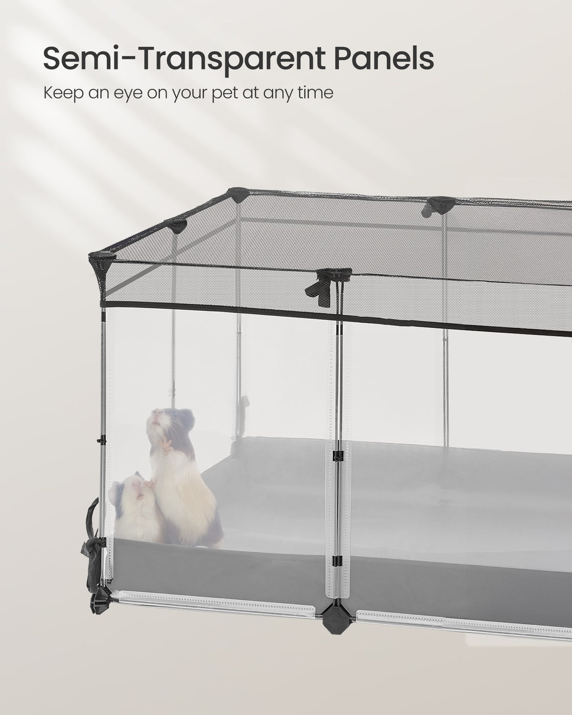 Small Animal Playpen - 144L - PP Plastic - Semi-Transparent Panels - Semi-Transparent Panels