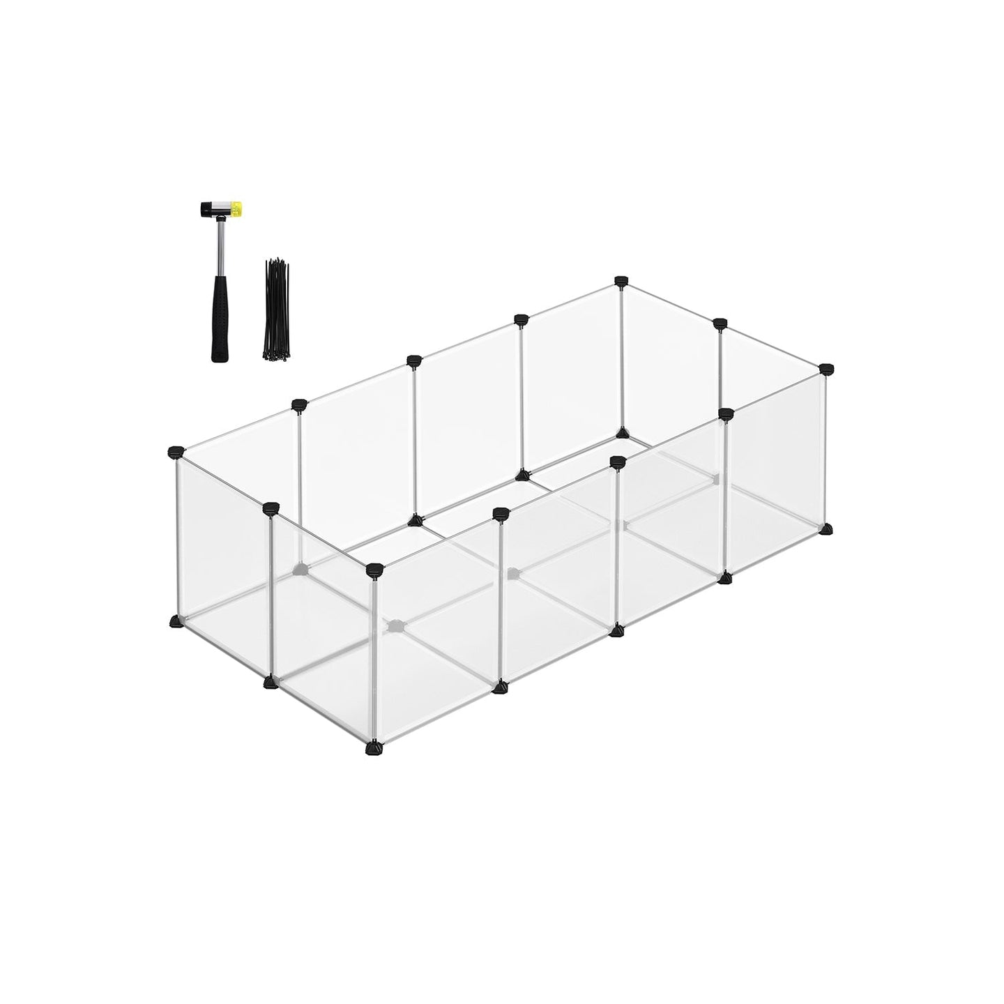 Pet Playpen - Metal - White - DIY Adjustable 20-Panel Enclosure for Small Animals