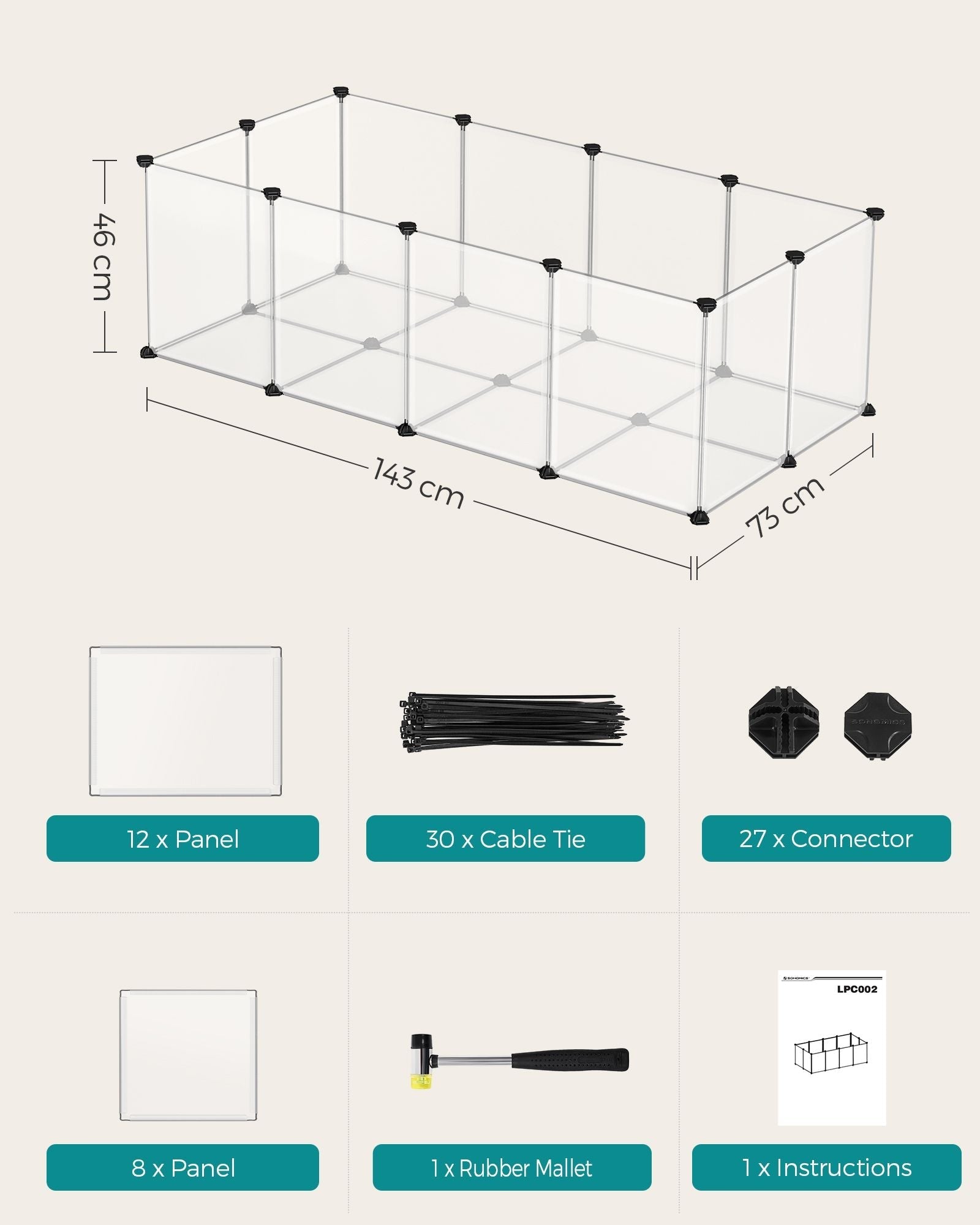 Pet Playpen - Metal - White - DIY Adjustable 20-Panel Enclosure for Small Animals