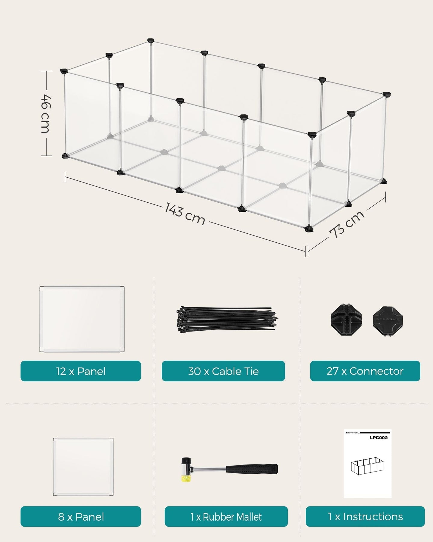 Pet Playpen - Metal - White - DIY Adjustable 20-Panel Enclosure for Small Animals
