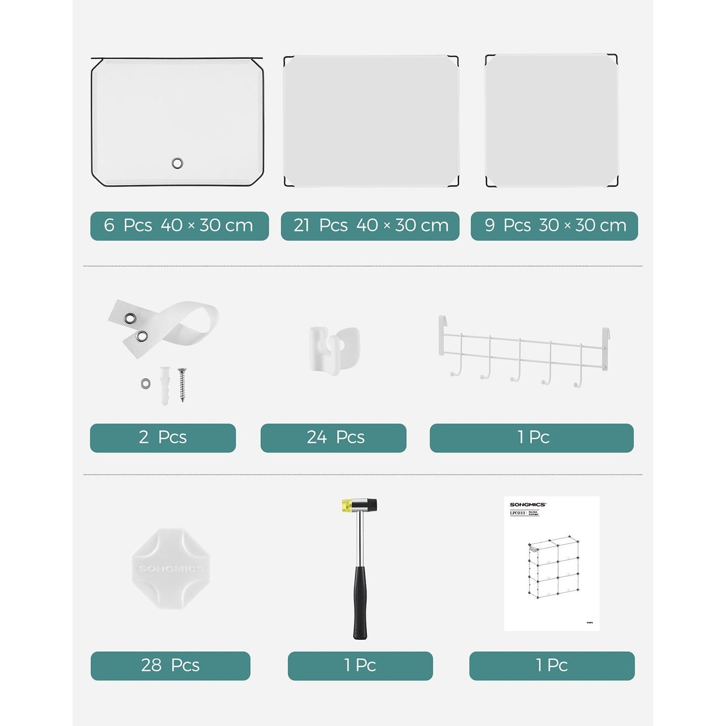 Shoe Rack - Plastic - White and Black - 6-Slot Modular Design with Doors
