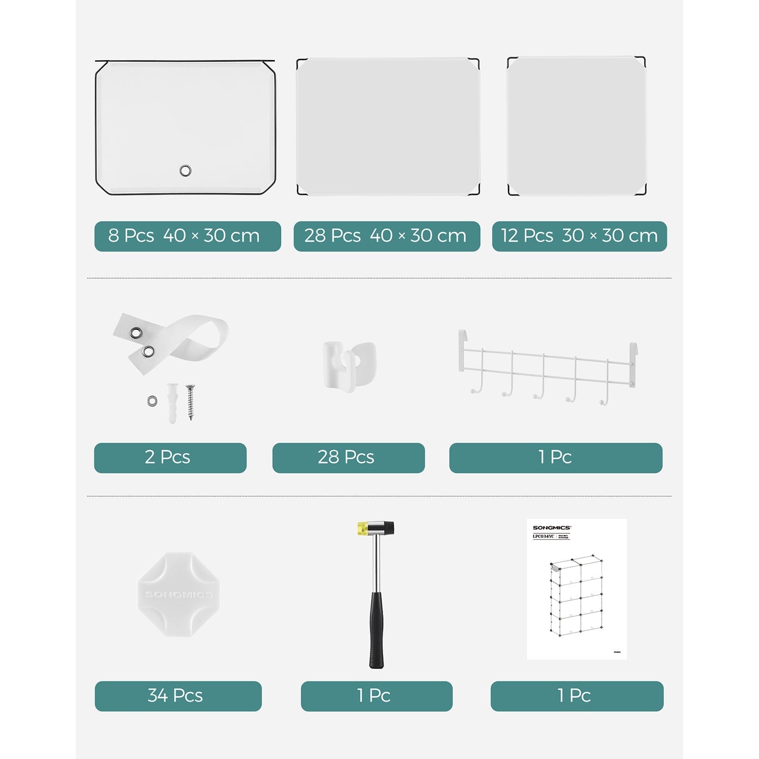 Modular Shoe Storage Cabinet - Plastic - White - 8-Slot Design with Doors