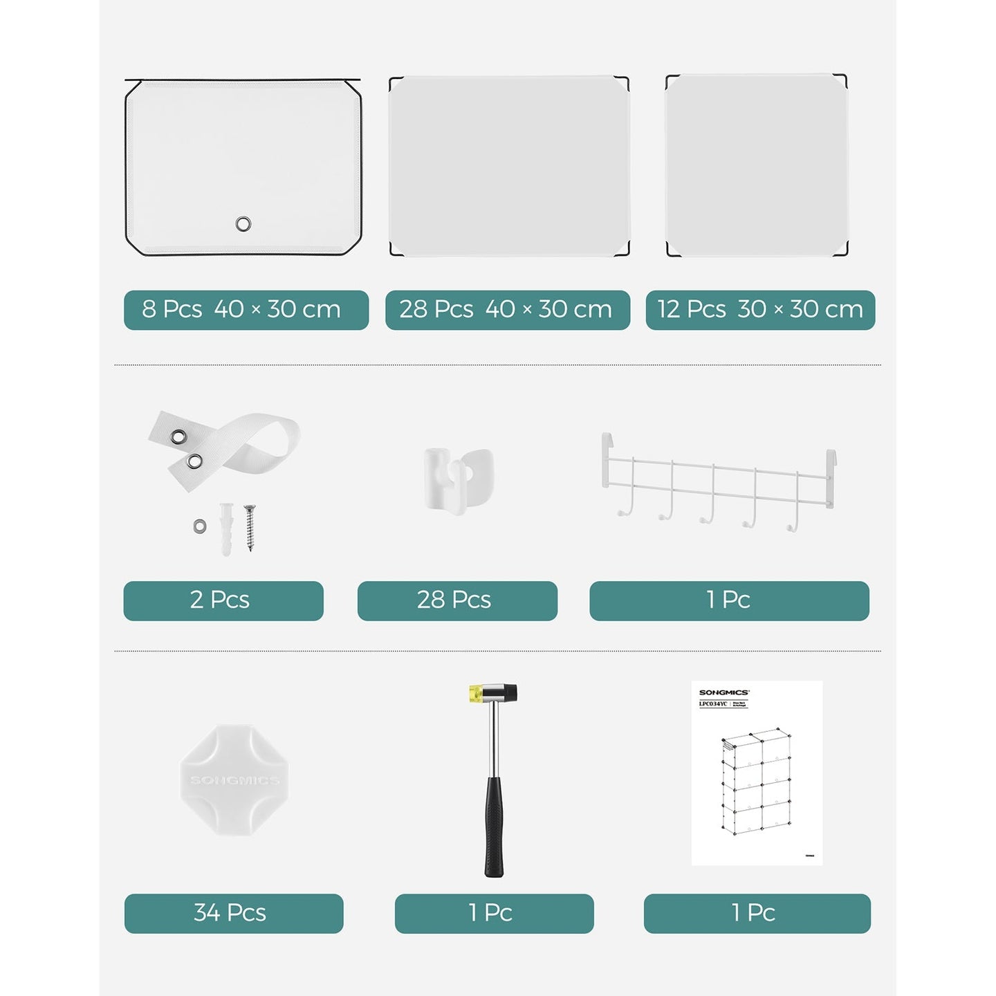 Modular Shoe Storage Cabinet - Plastic - White - 8-Slot Design with Doors