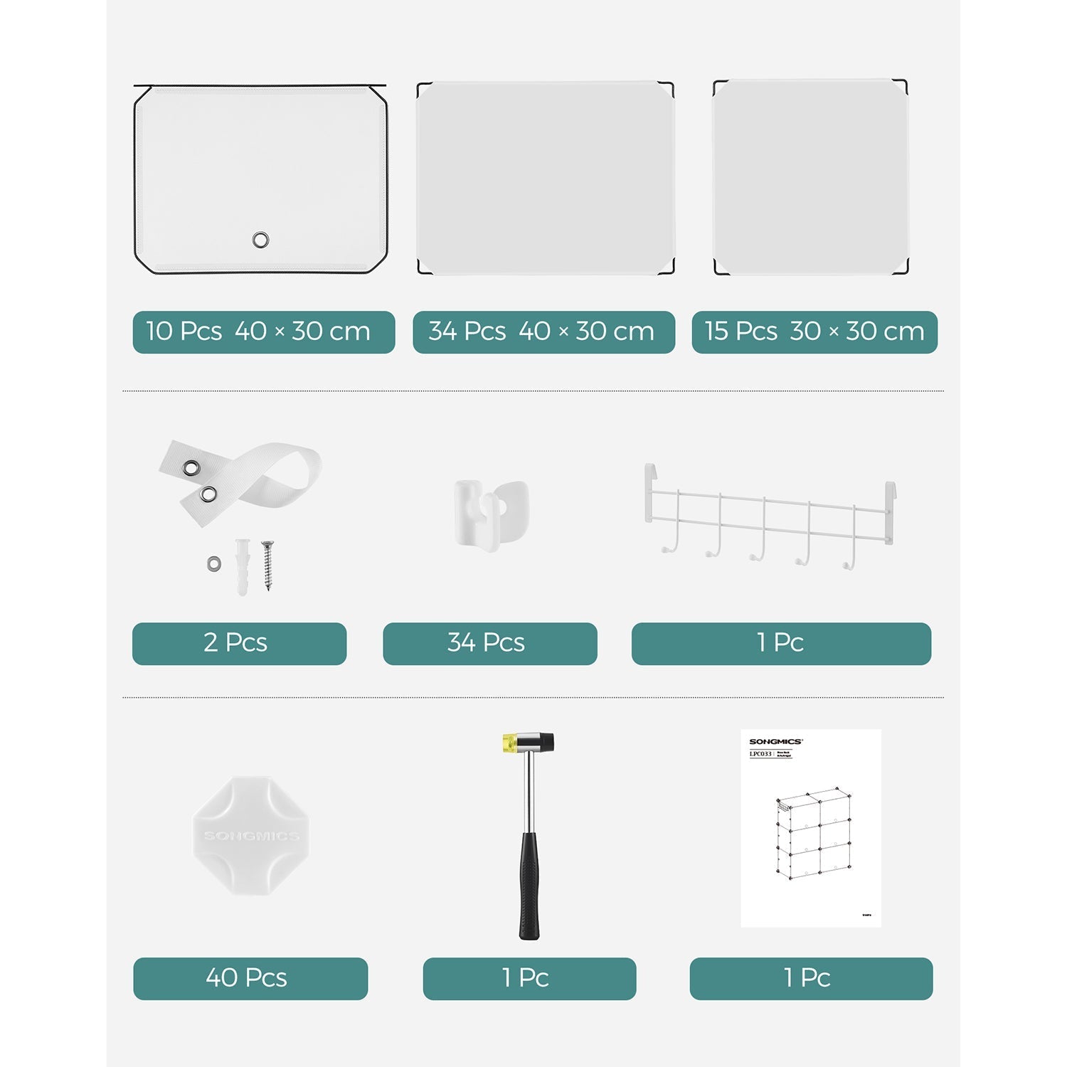 Modular Storage Organiser Unit - 10 Slots with Doors - Steel Frame - White