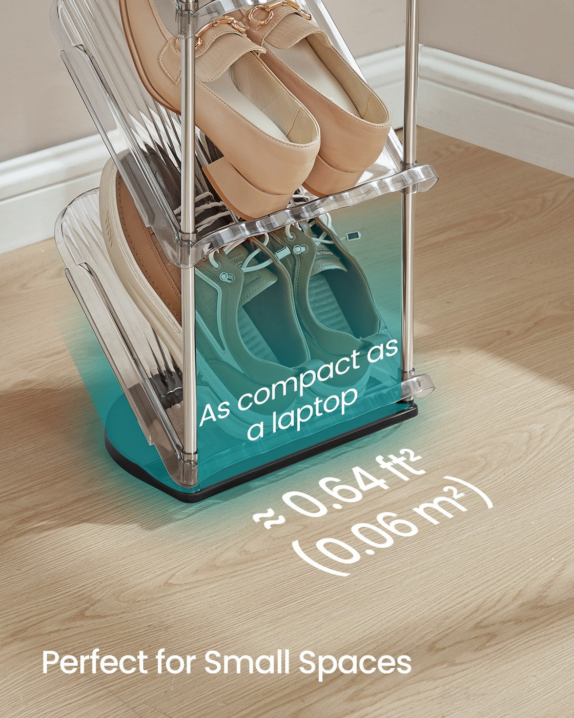 Shoe Rack - 5-Tier - PET Plastic - Slim Design
