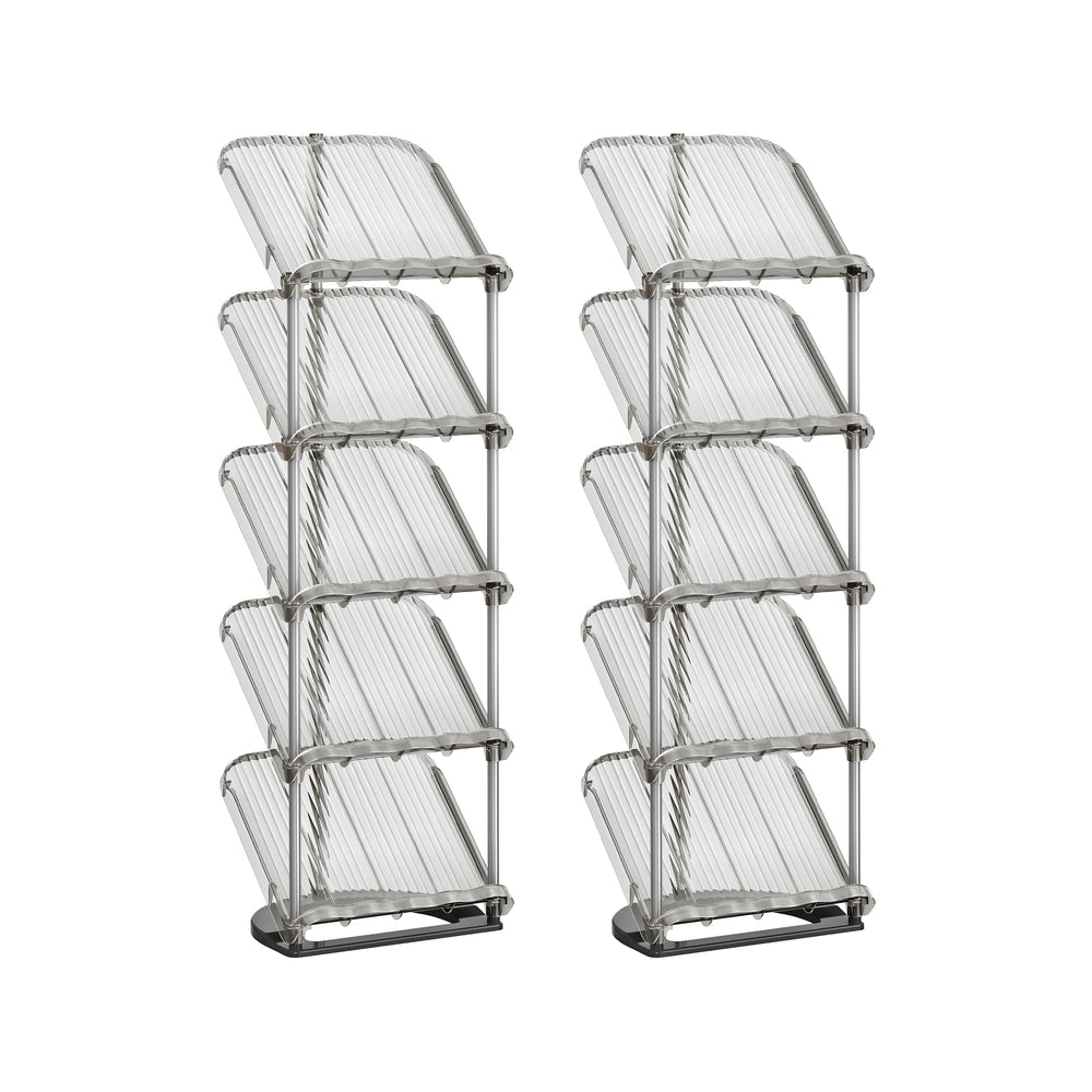 5-Tier Slim Sloping Shoe Racks - 24.5L - PET Plastic - Space Saving