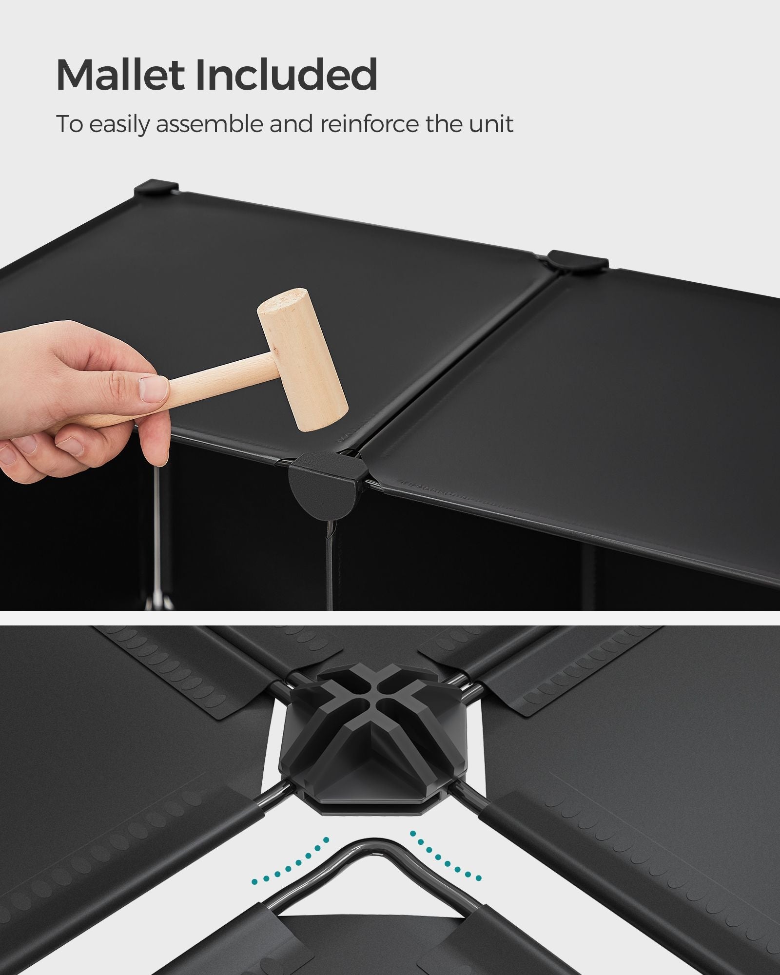 Cube Storage Unit - Non-Woven Fabric - Black and Grey - Customisable Shape with Storage Boxes