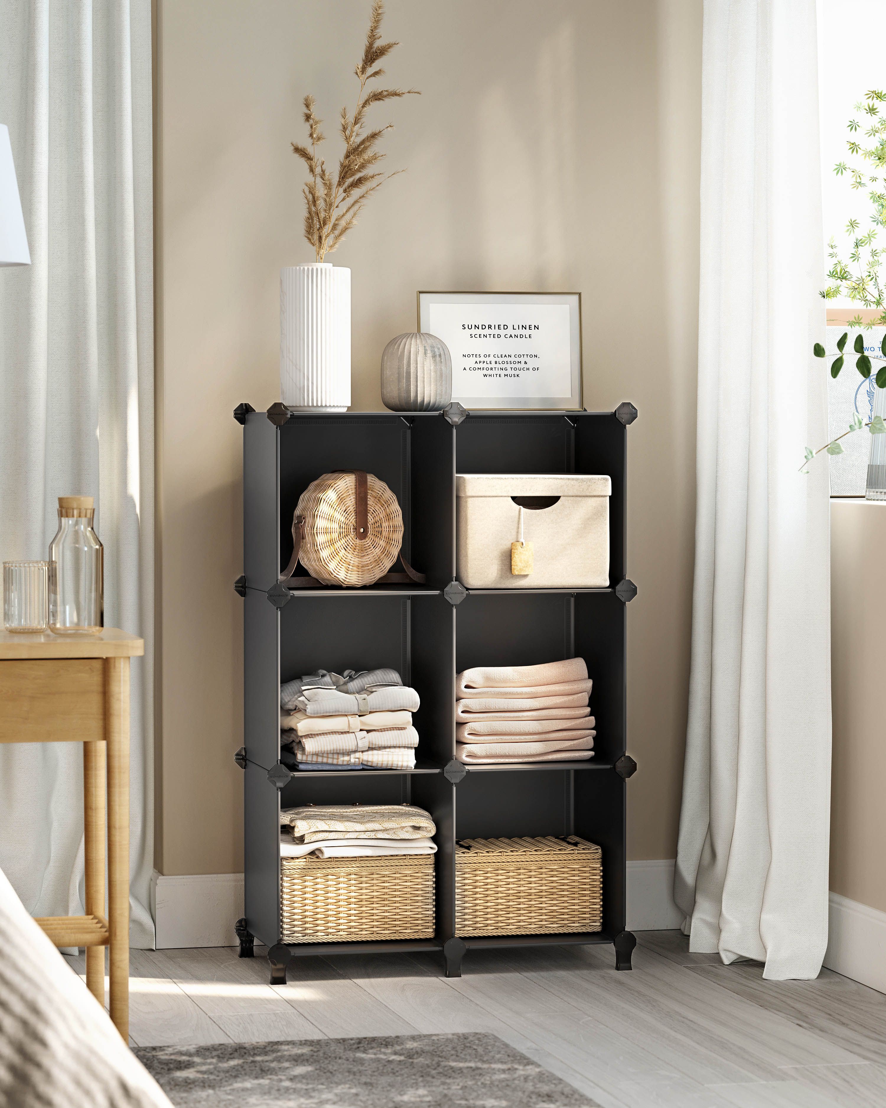 6-Cube Storage Organizer - MDF - Ink Black - Interlocking Design