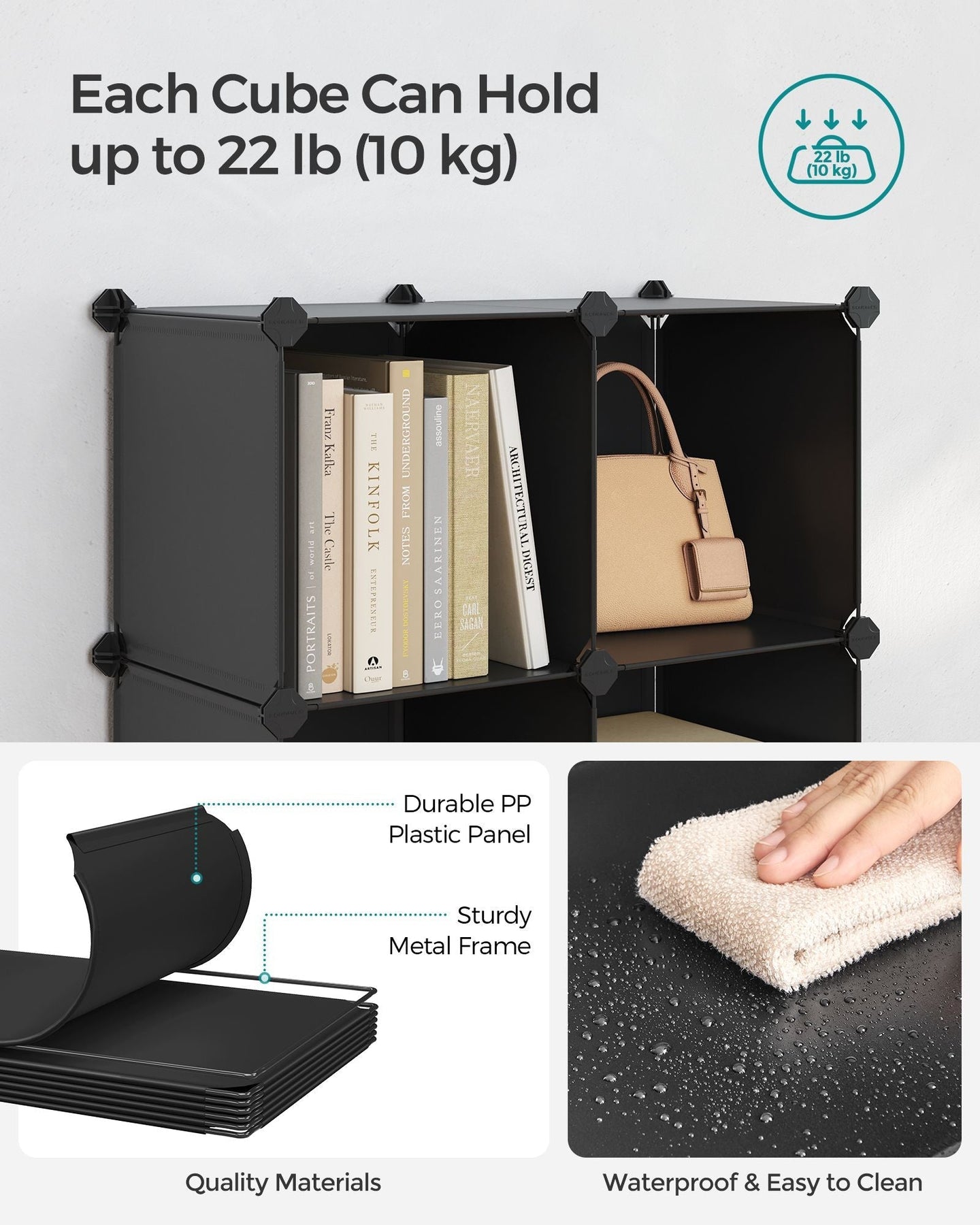 6-Cube Storage Organizer - MDF - Ink Black - Interlocking Design
