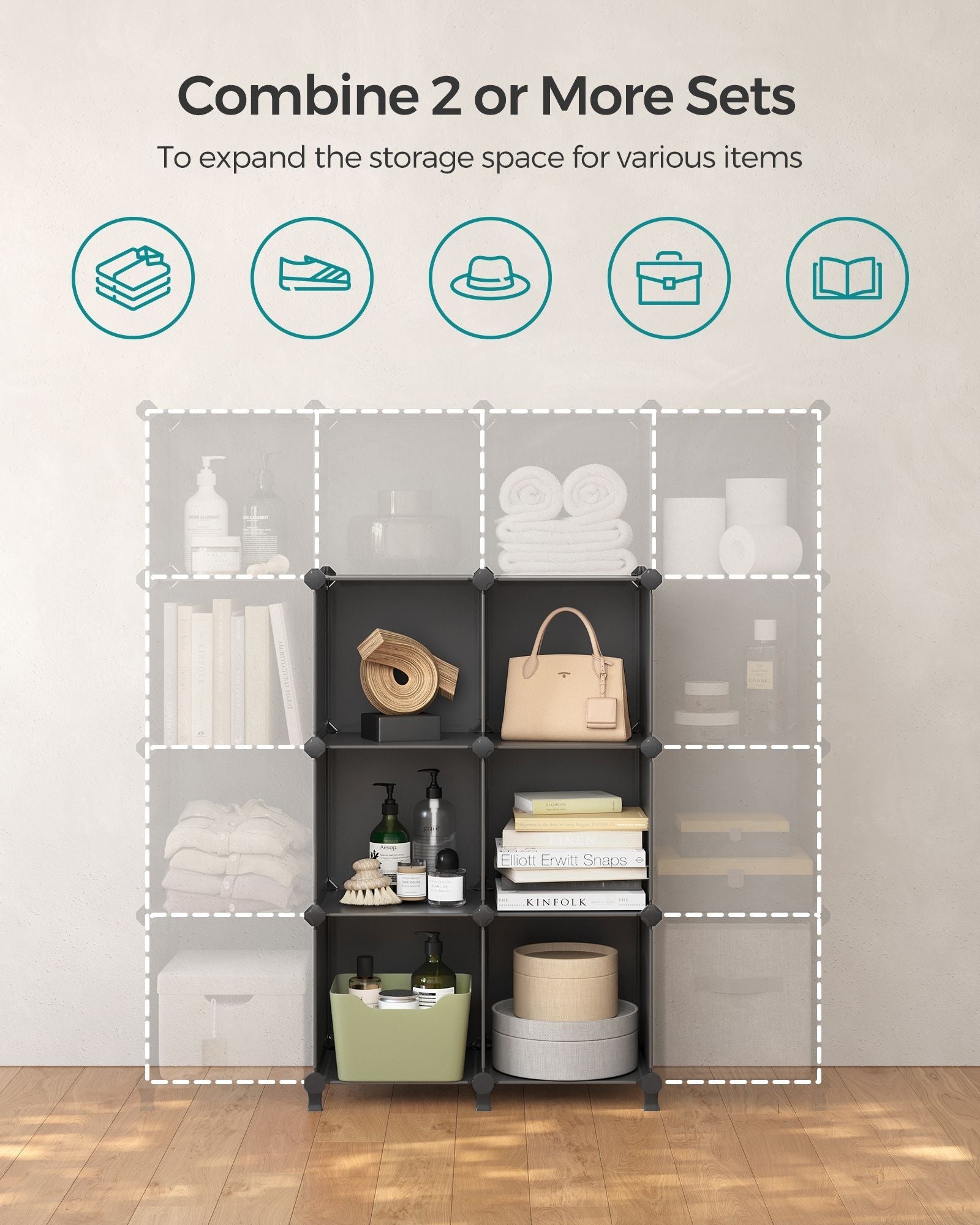 6-Cube Storage Organizer - MDF - Ink Black - Interlocking Design