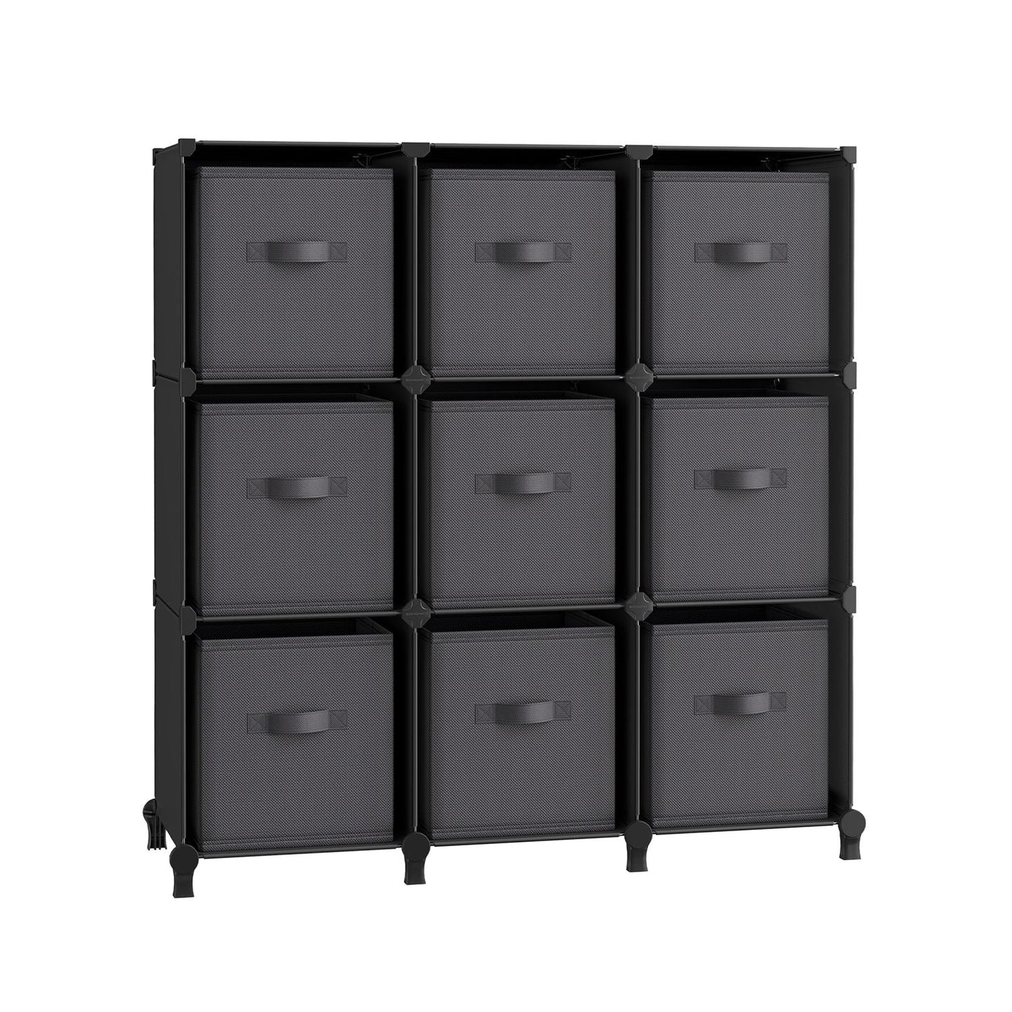 Cube Organizer - Non-Woven Fabric - Ink Black and Dove Grey - Customizable Shape with 9 Storage Boxes
