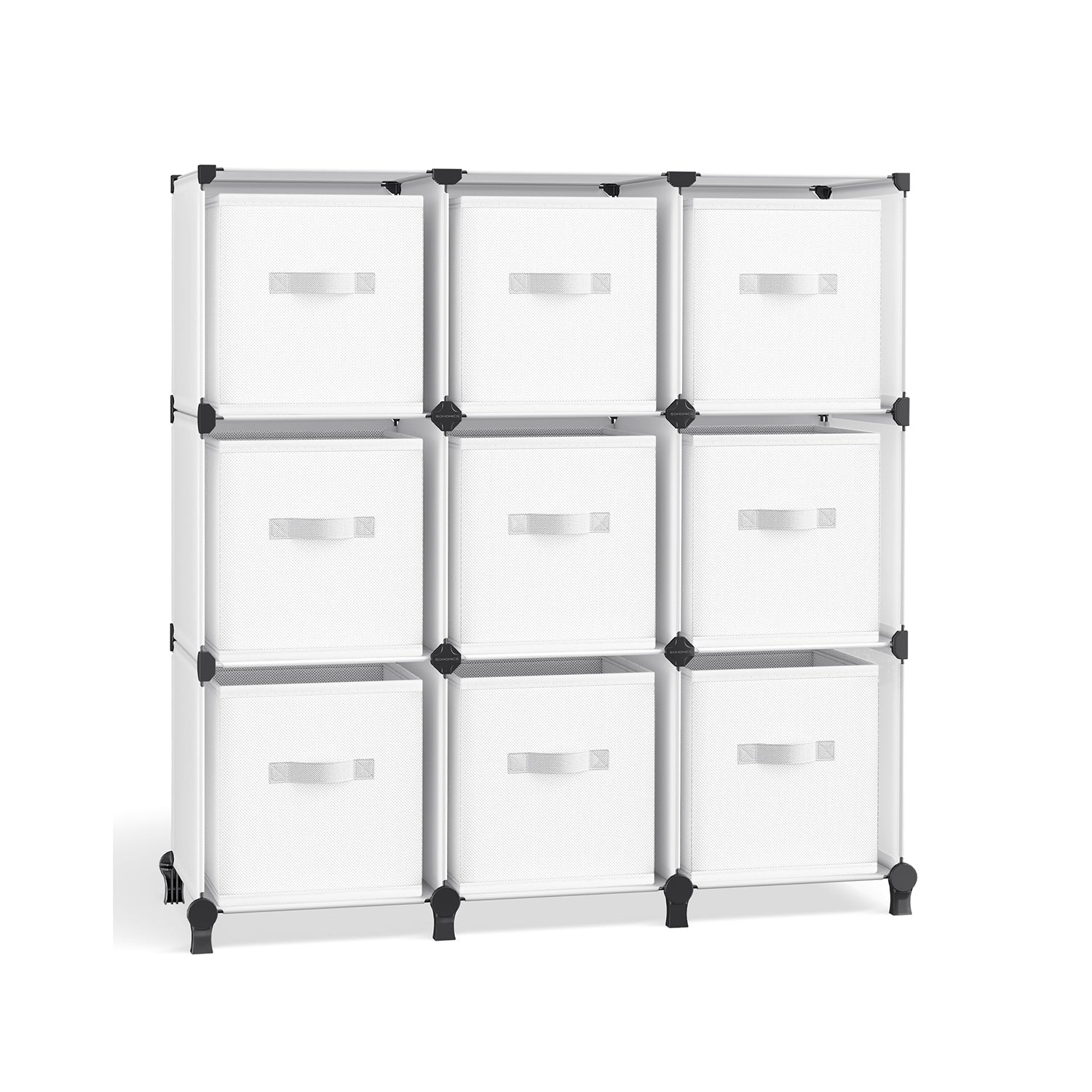 Cube Organizer - Non-Woven Fabric - Ink Black and Dove Grey - Customizable Shape with 9 Storage Boxes
