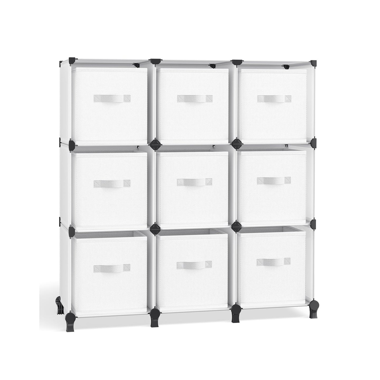 Cube Organizer - Non-Woven Fabric - Ink Black and Dove Grey - Customizable Shape with 9 Storage Boxes